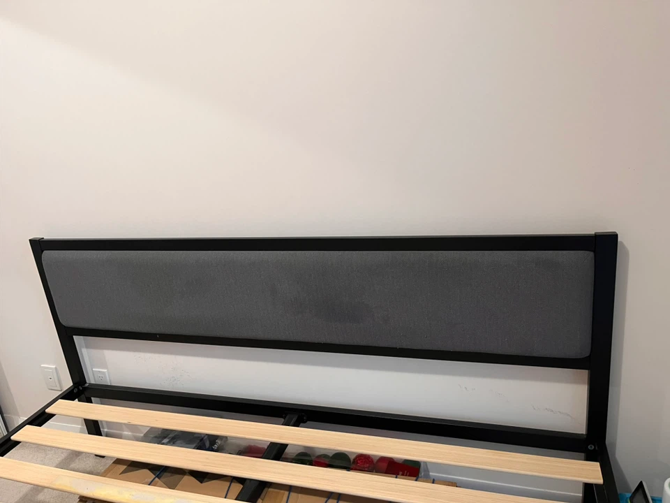 Zinus Black Metal Bed Frame with Grey Headboard - king size - photo 4