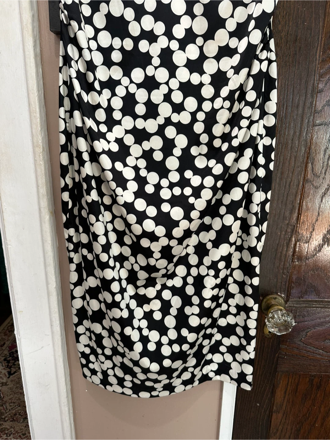 Maggy London Black & White Polka Dot Midi Dress with V-Neck - photo 2