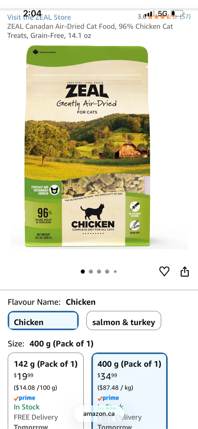 ZEAL Canadian Air-Dried Chicken Cat Food - 14.1 oz