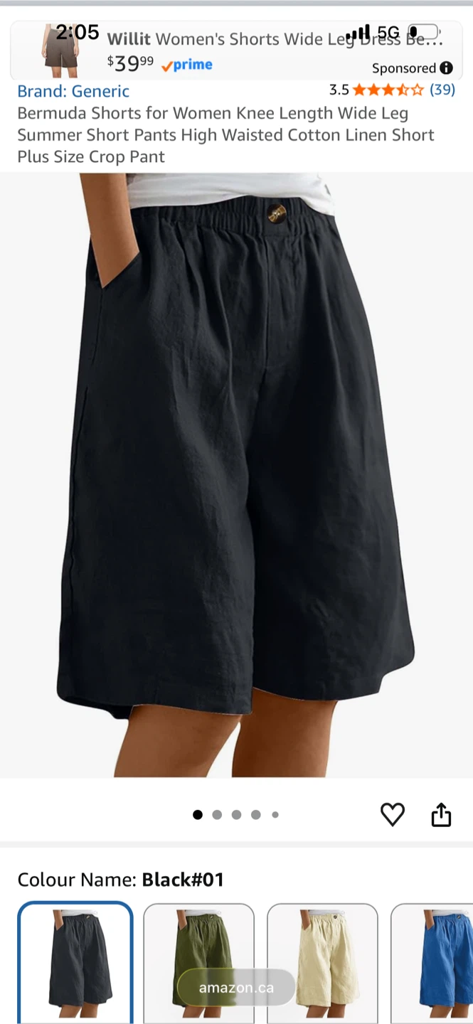 Willit Women's Knee Length Bermuda Shorts - Black