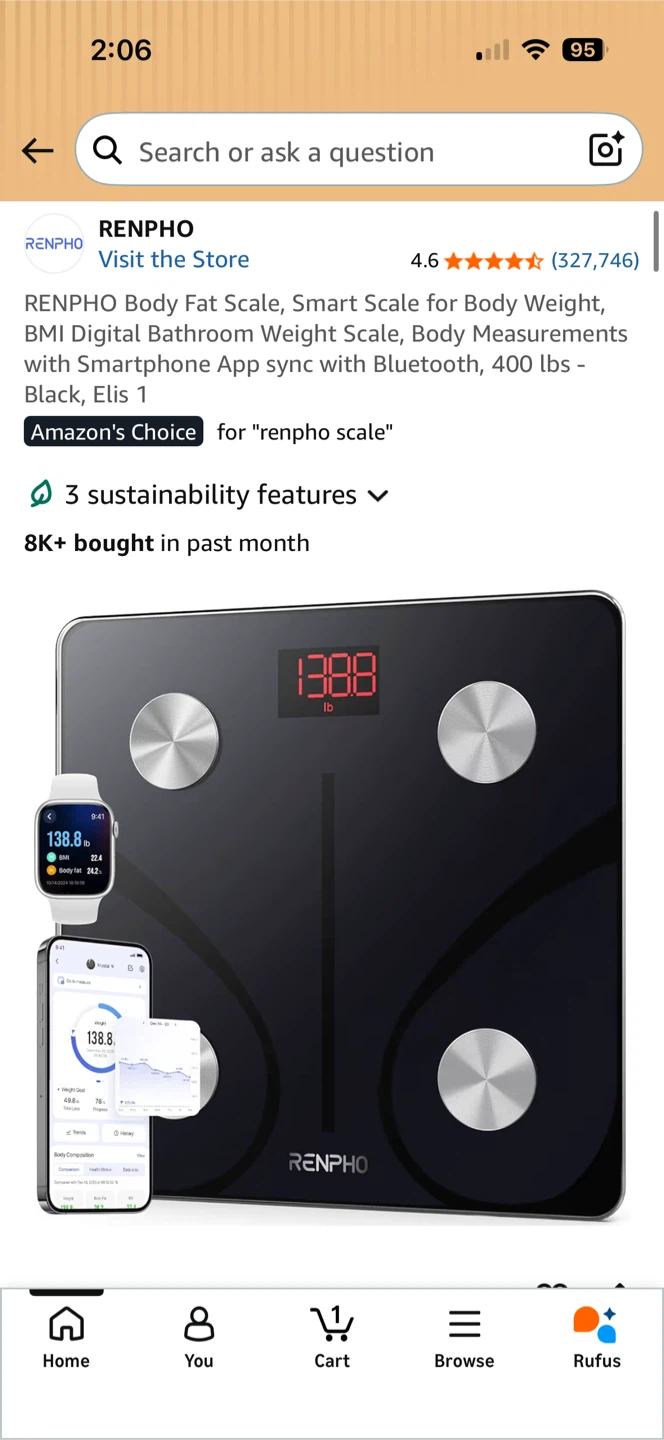 RENPHO Body Fat Scale Smart Bathroom Weight Scale Black