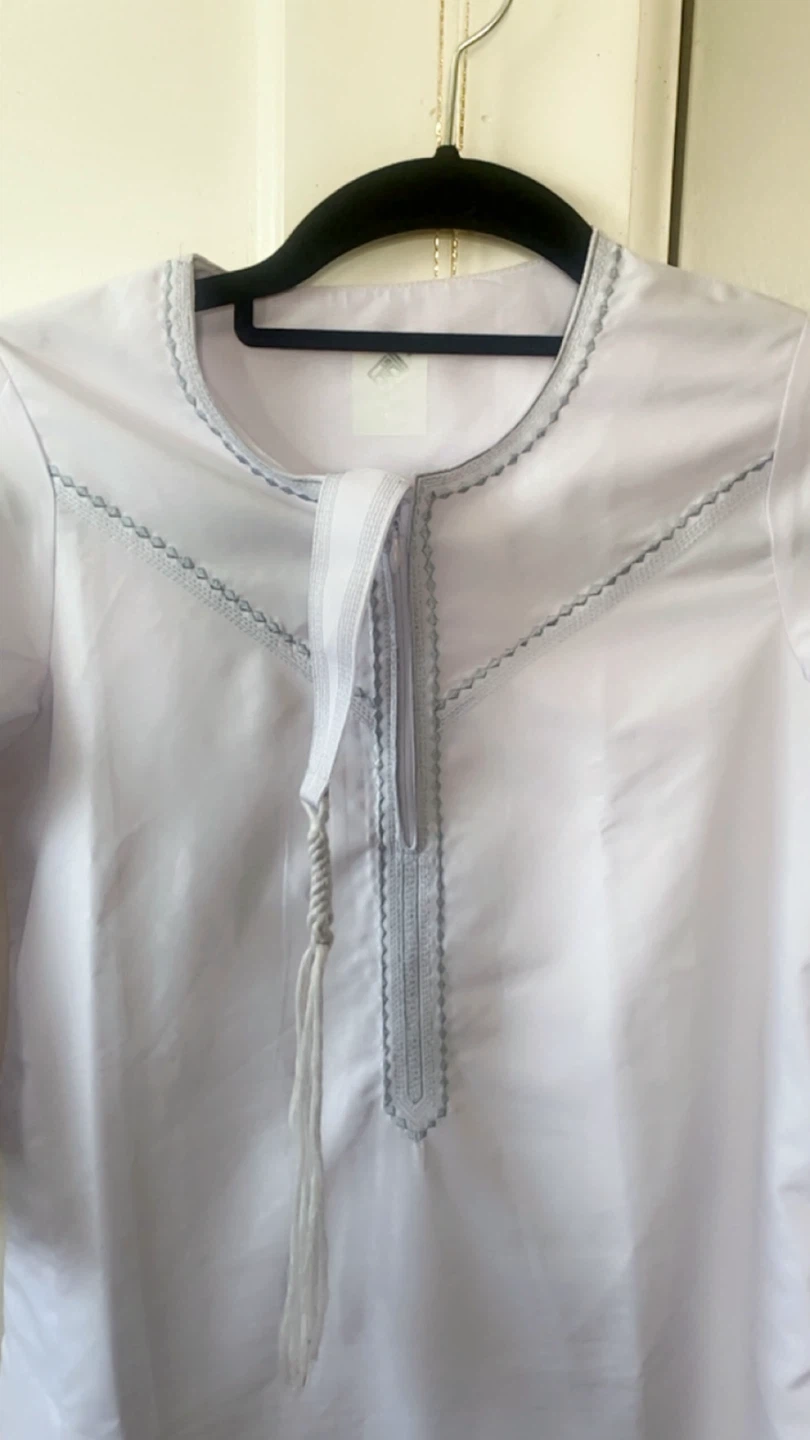 White Thobe with Blue Embroidery kid