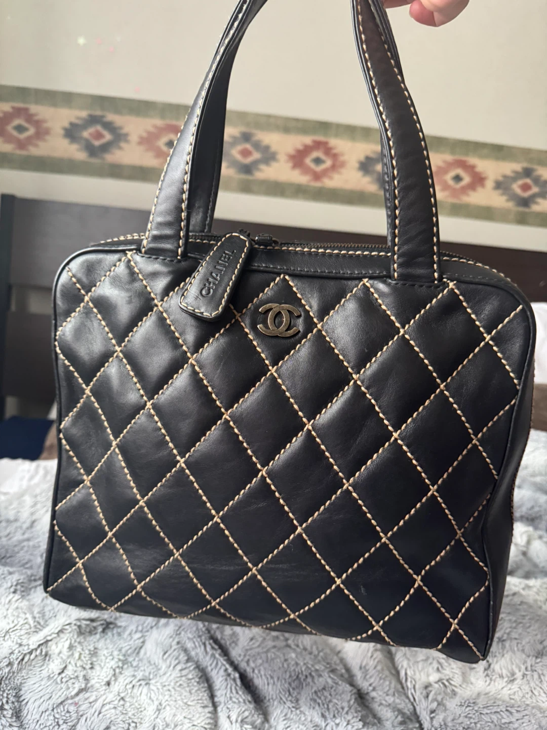 Chanel Black Quilted Leather Tote Bag