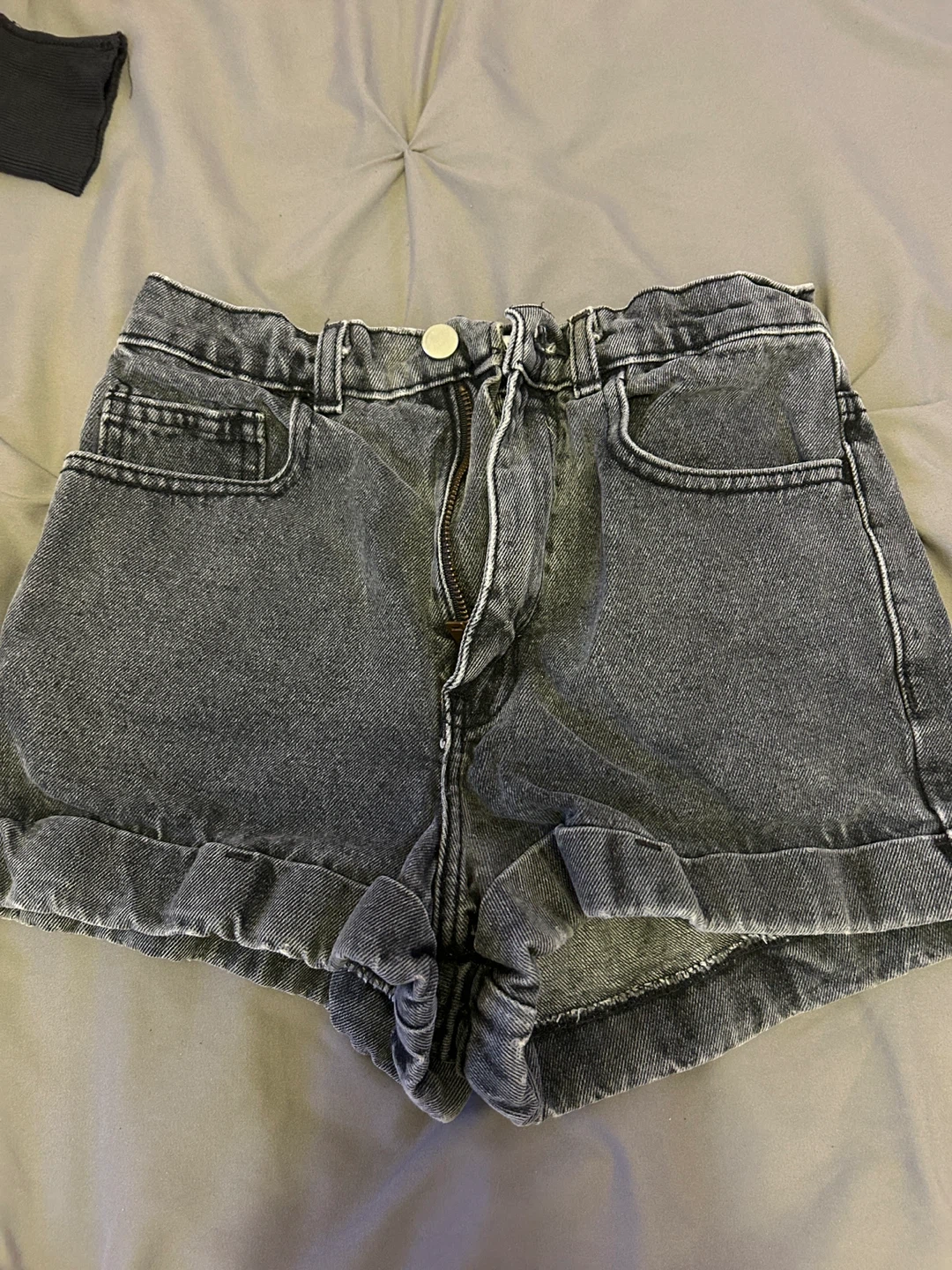 Grey Denim Cutoff Shorts