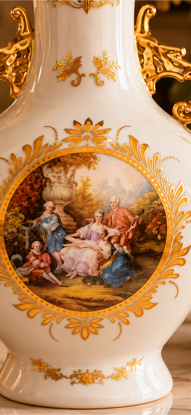 Decorative Ceramic Vase with Gold Accents - photo 2