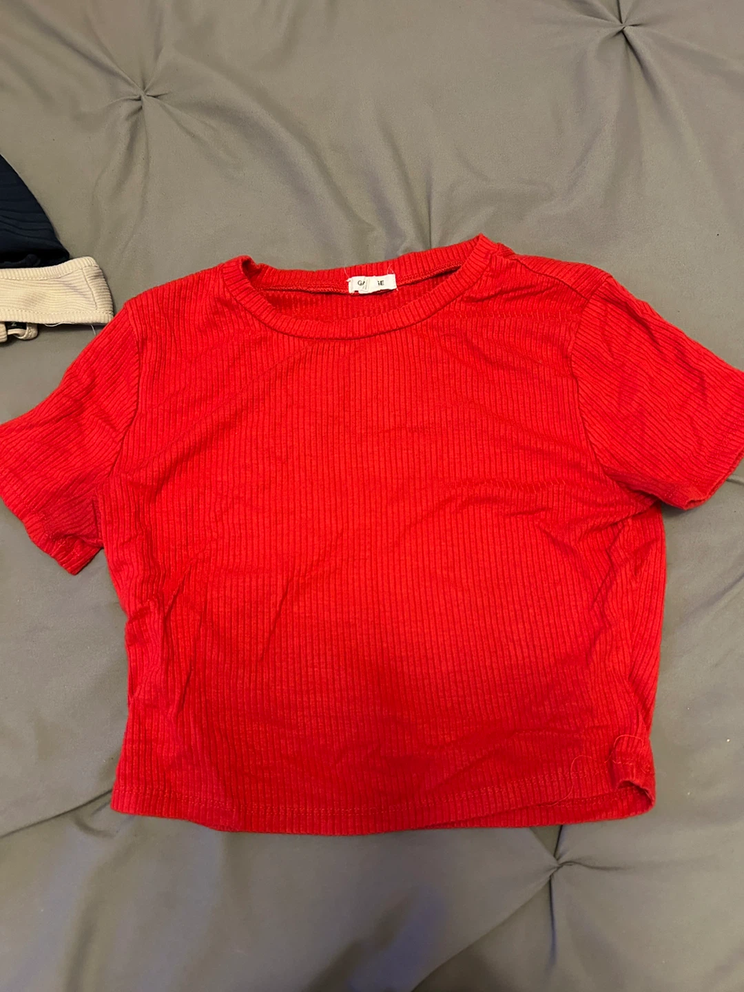 Bright Red Ribbed Crop Top