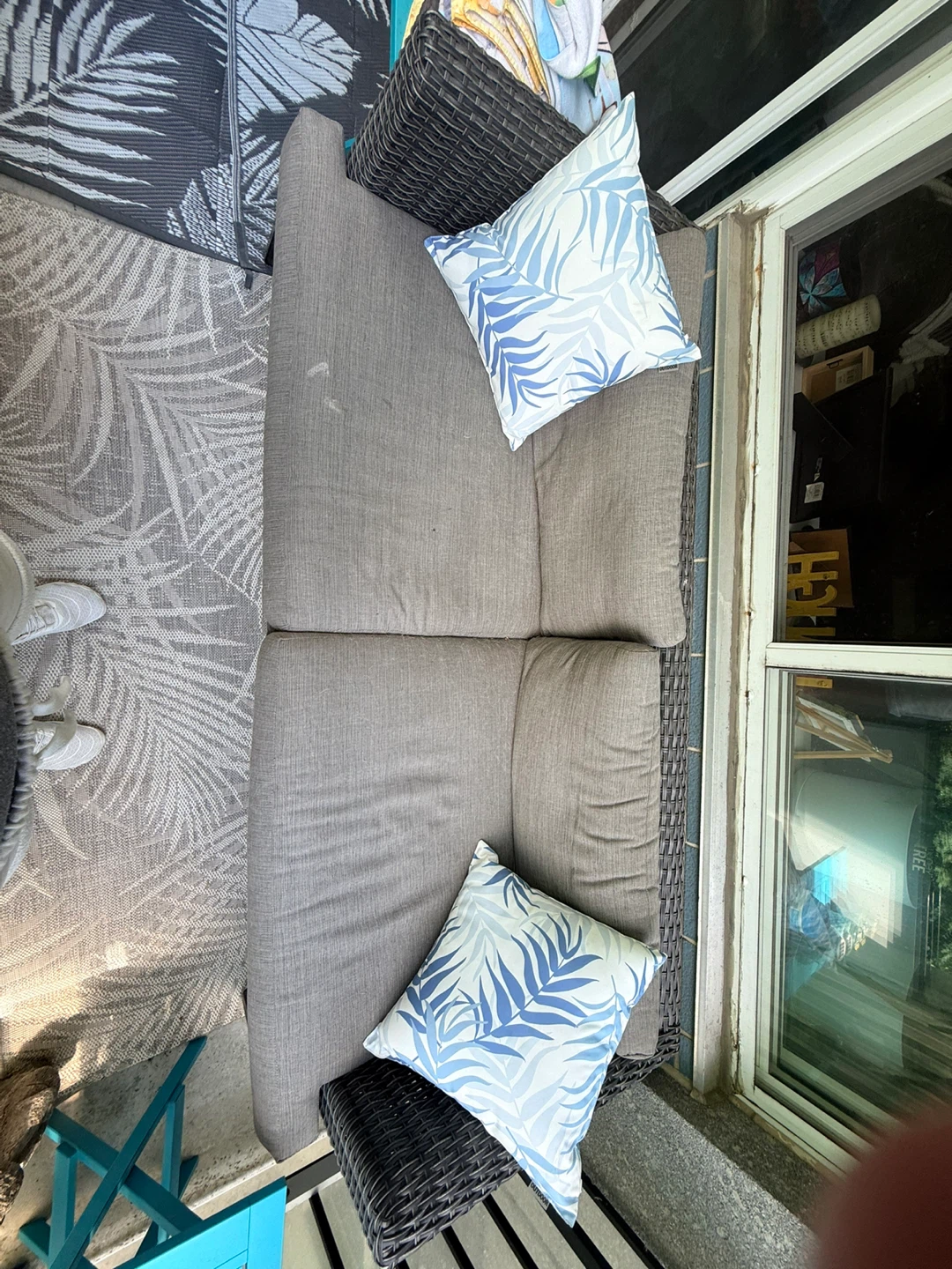 Outdoor Wicker Loveseat Sofa with Cushions - photo 2