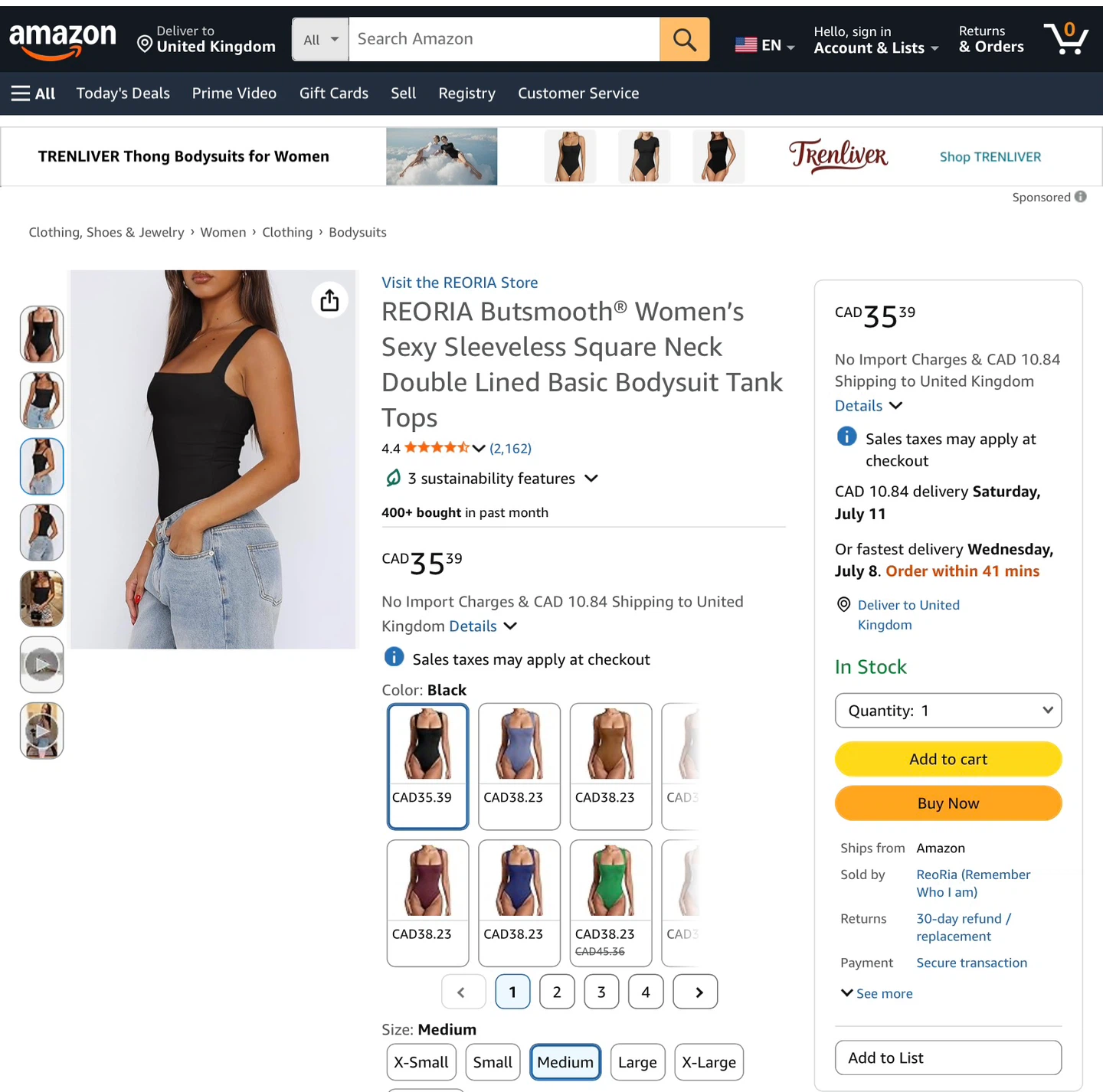 NWT Women's Square Neck Tank Bodysuit - Medium - photo 2