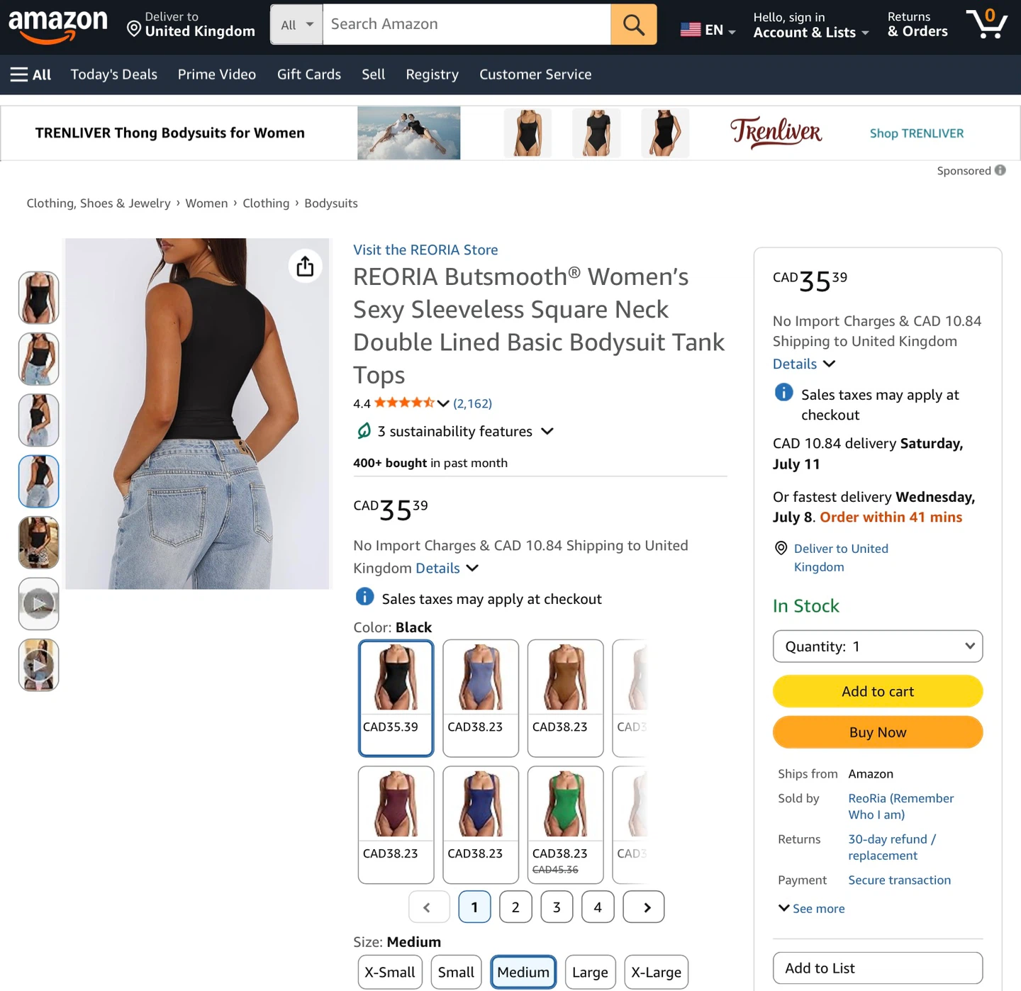 NWT Women's Square Neck Tank Bodysuit - Medium - photo 3
