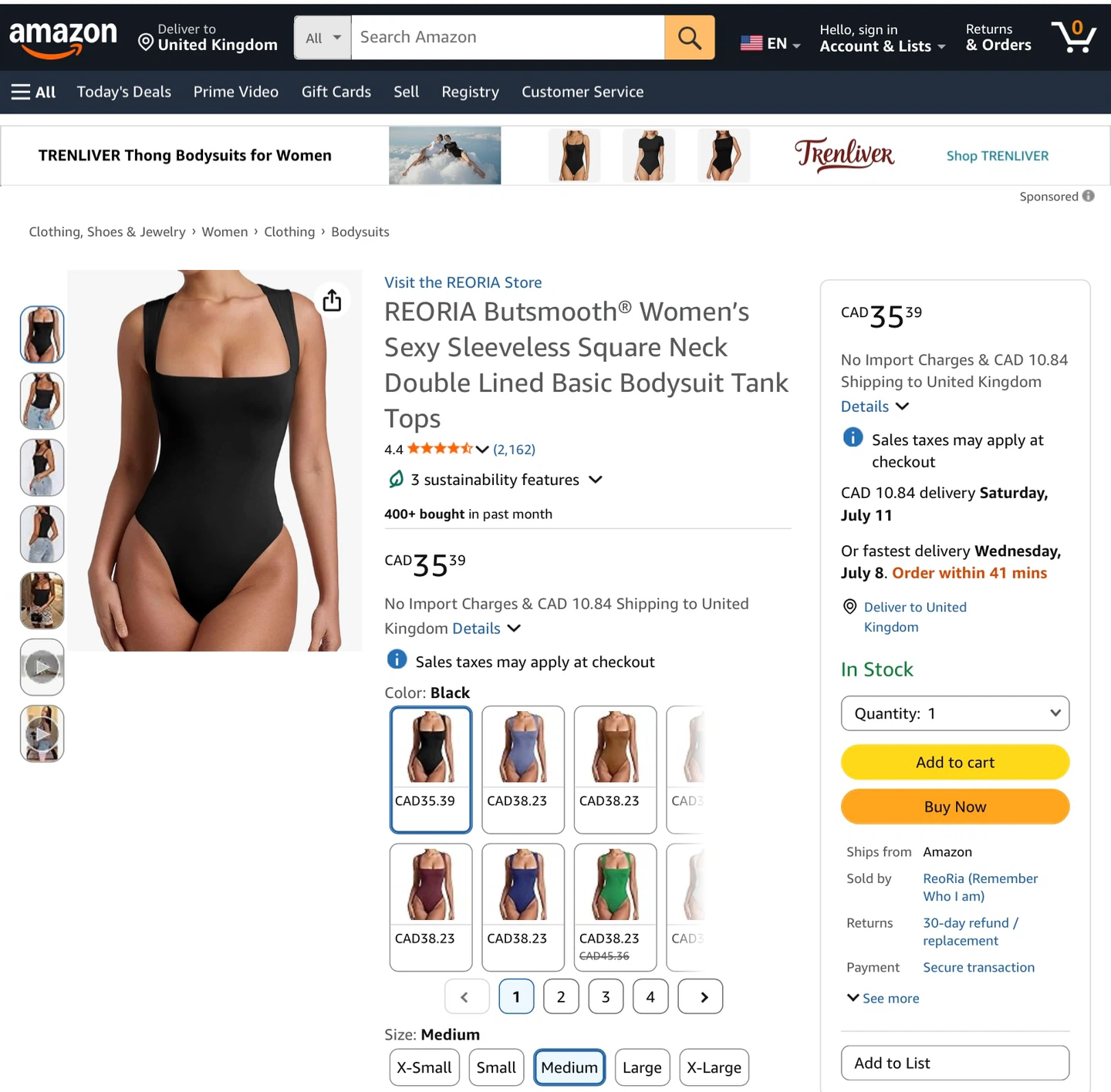 NWT Women's Square Neck Tank Bodysuit - Medium