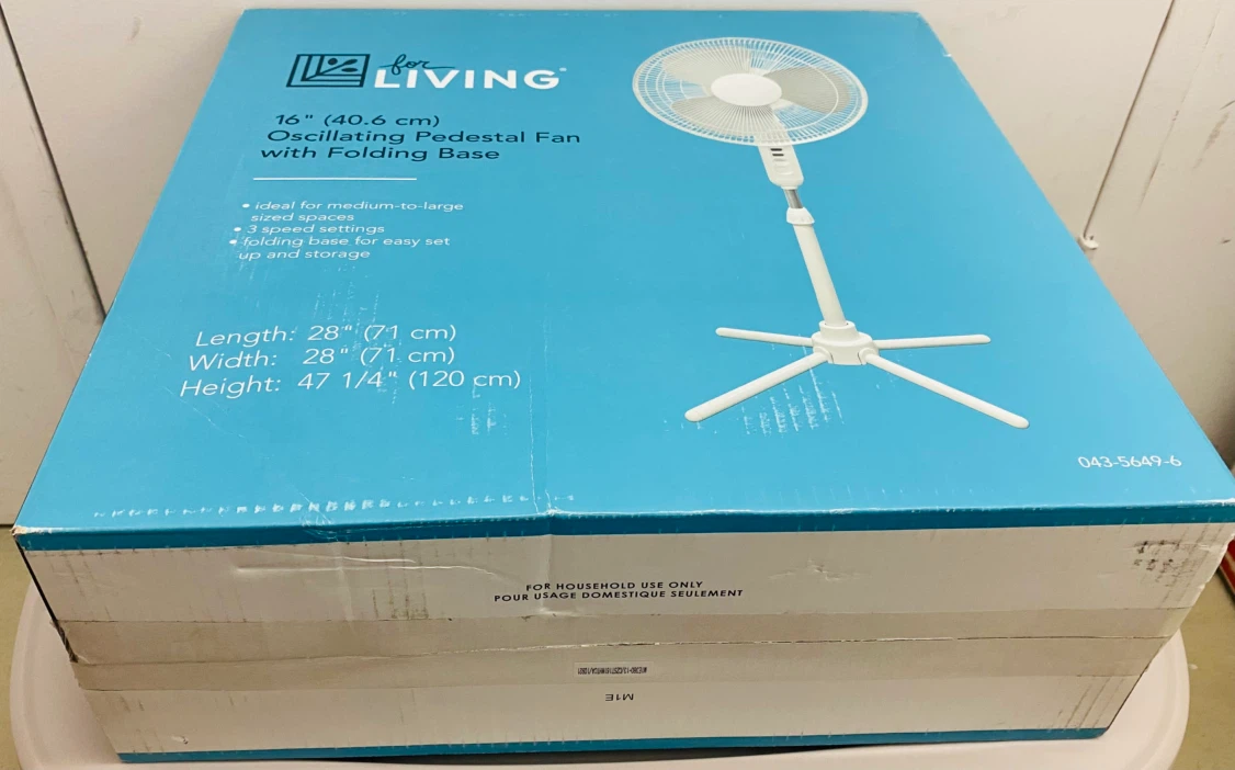NEW White For Living 16” Oscillating Pedestal Fan 3 Speeds - photo 3