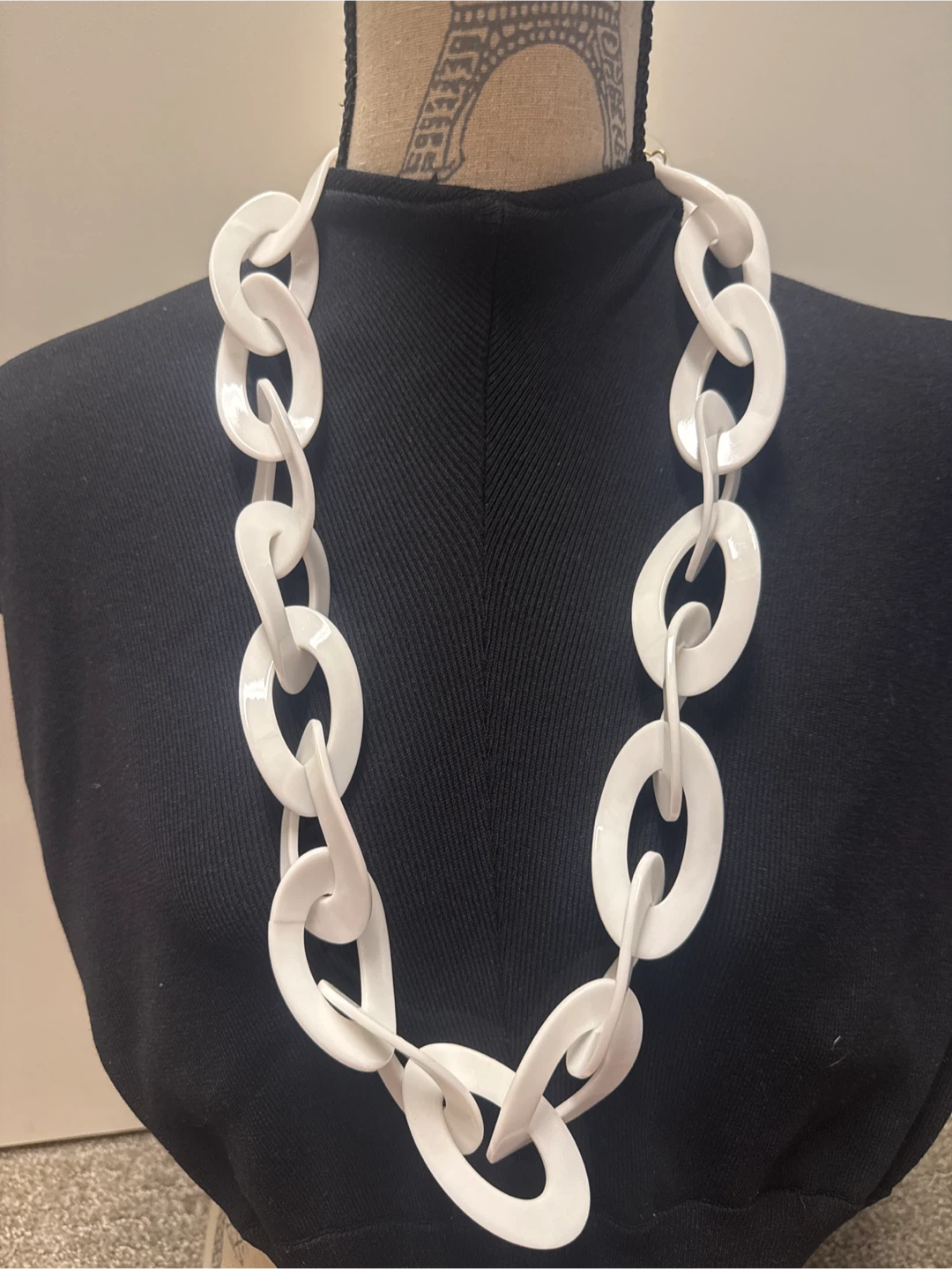 White Chunky Chain Necklace by Kenneth Lane