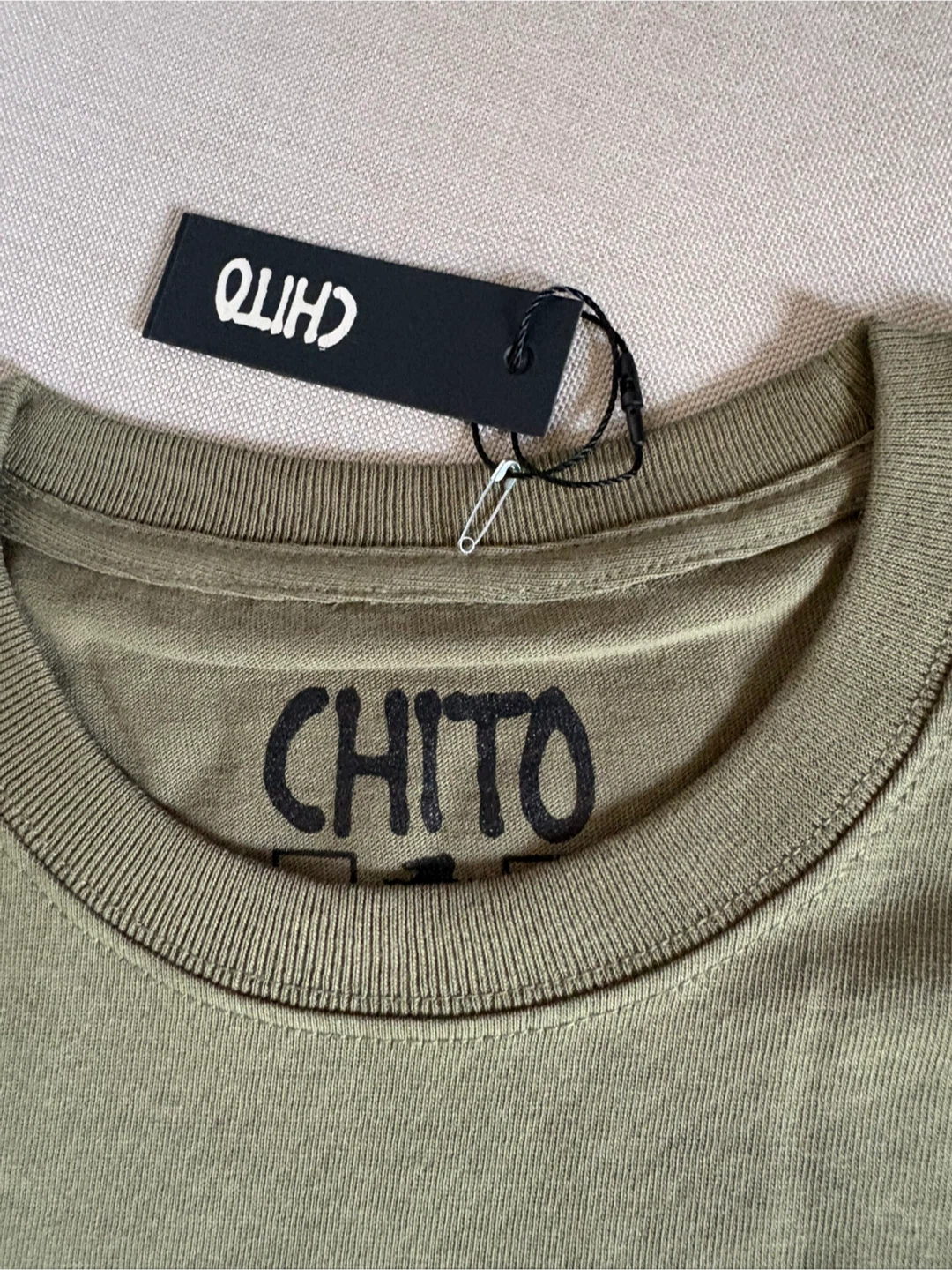 CHITO Olive Green Ghost Dog Graphic airbrushed T-Shirt - photo 2
