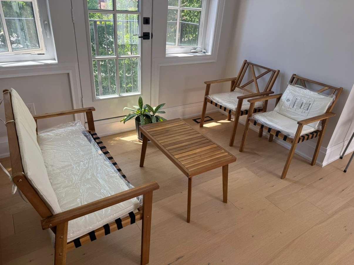Wooden Patio Set with Loveseat and Armchairs - photo 3