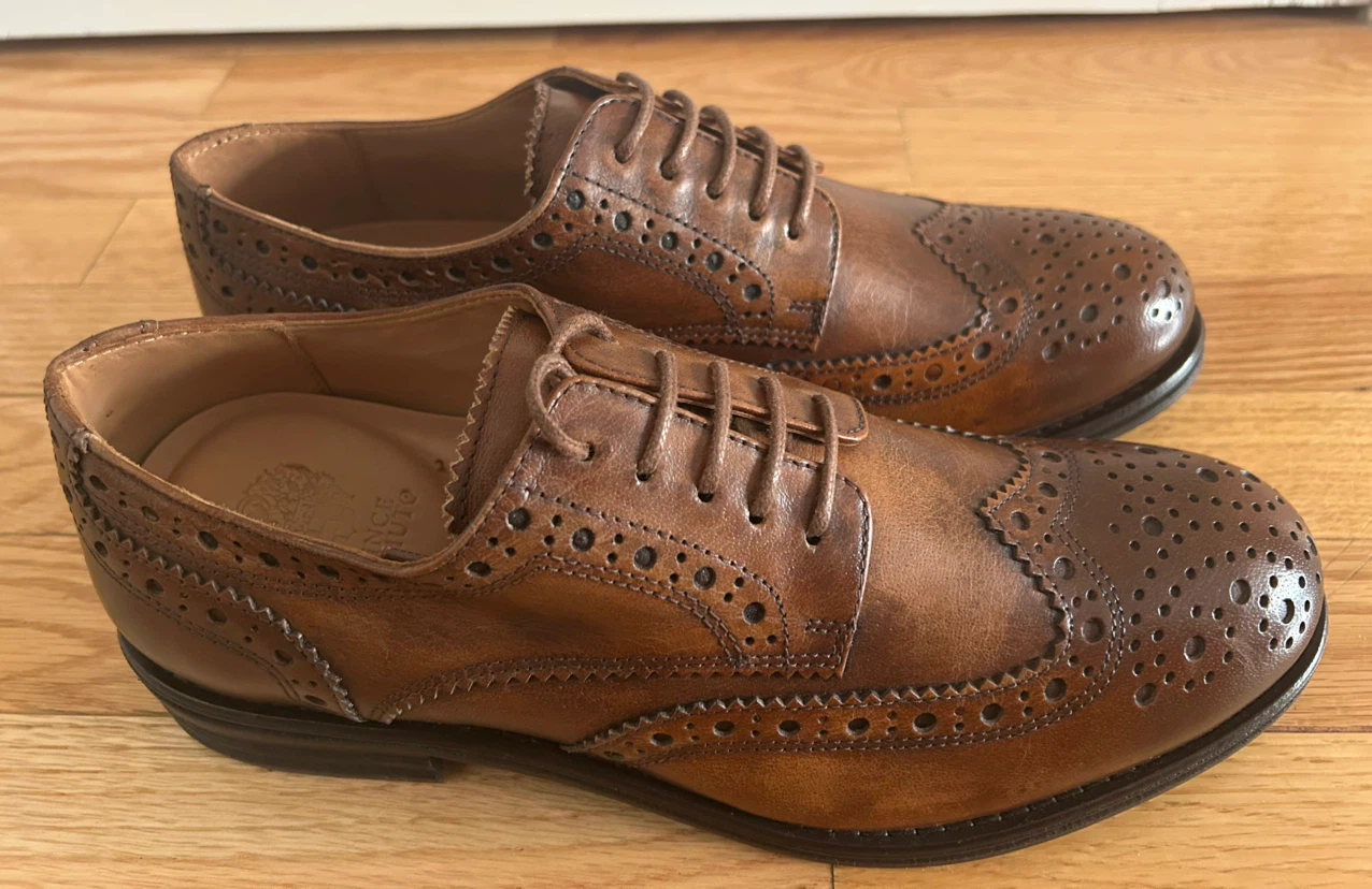 Vince Camuto Men's Brown Leather Wingtip Dress Shoes - photo 2