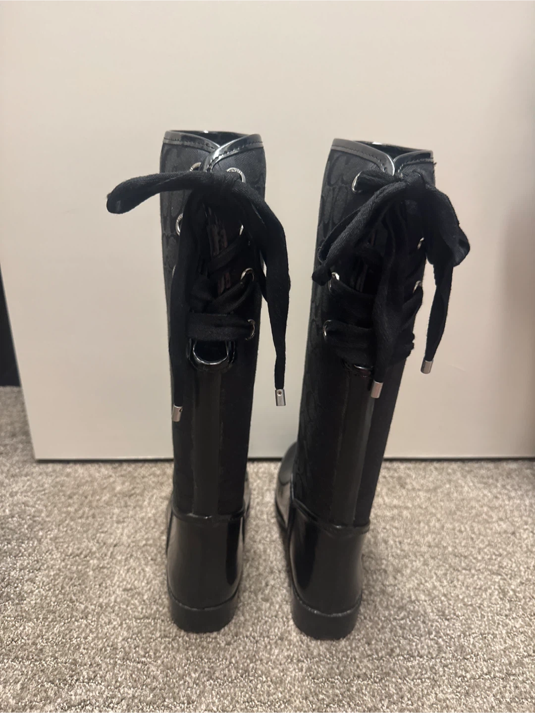 Coach Black Monogram Size 7 Rain Boots - photo 2