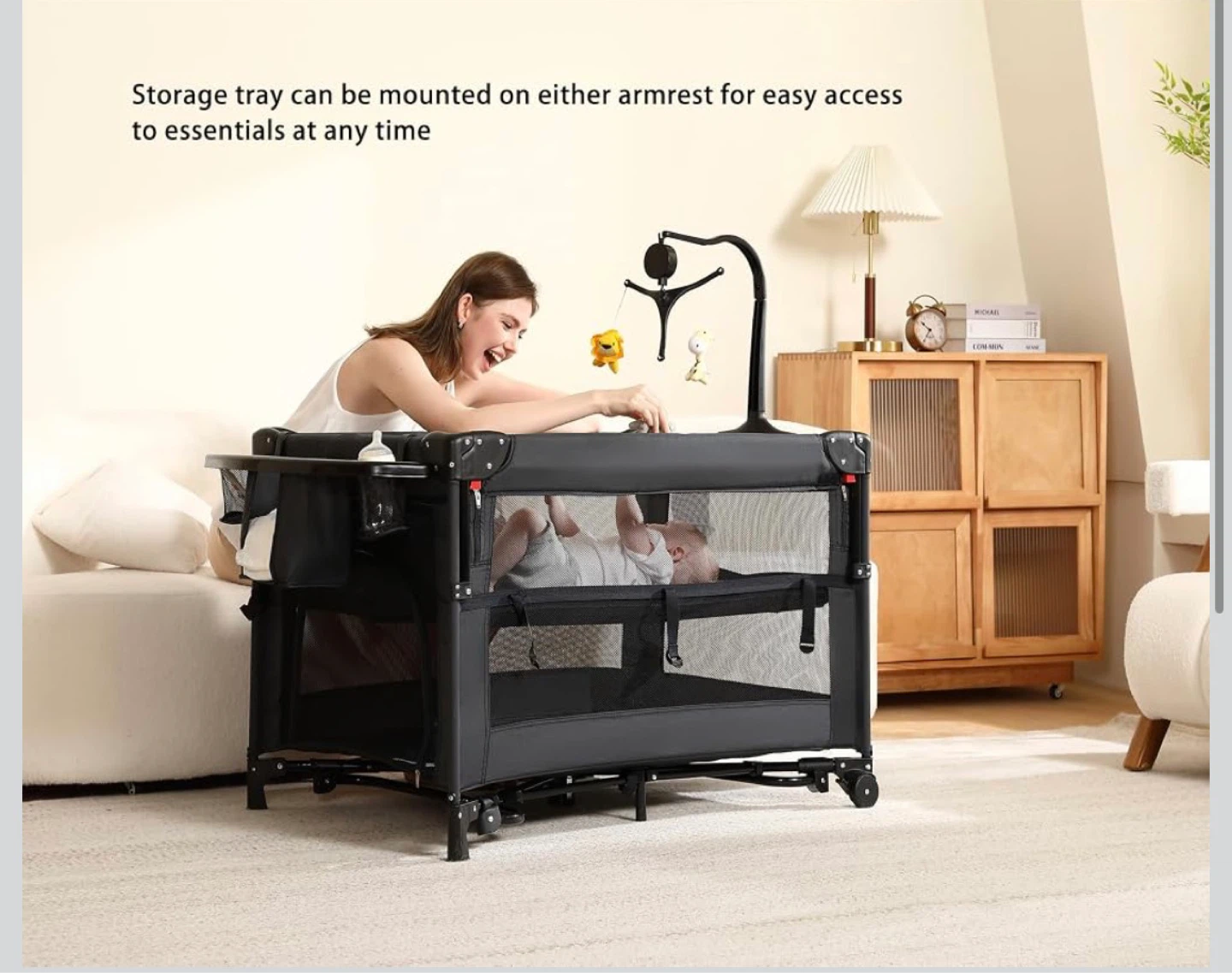 Black Baby Playpen and Bassinet Combo