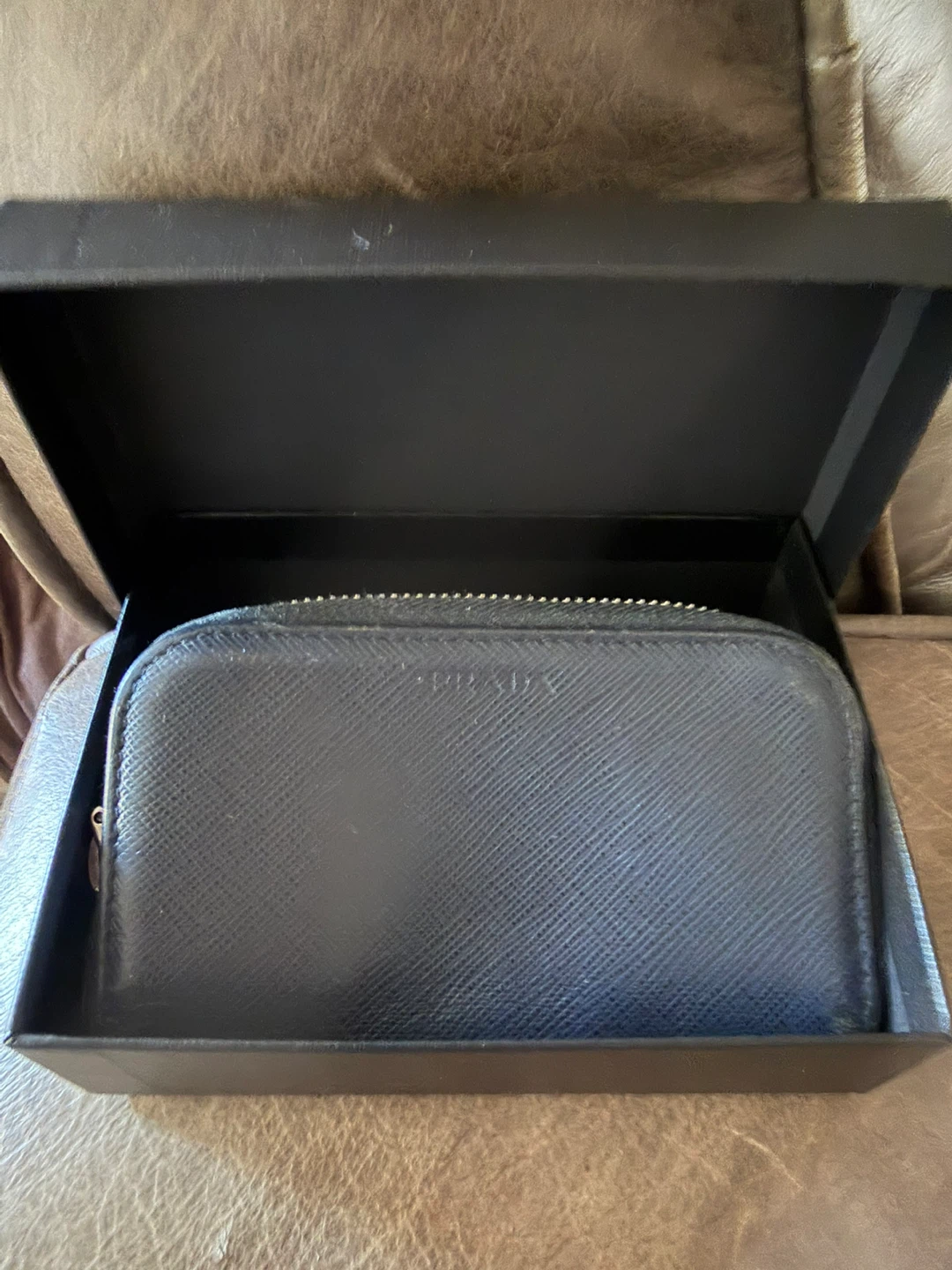 Prada Black Saffiano Leather Key Case Pouch