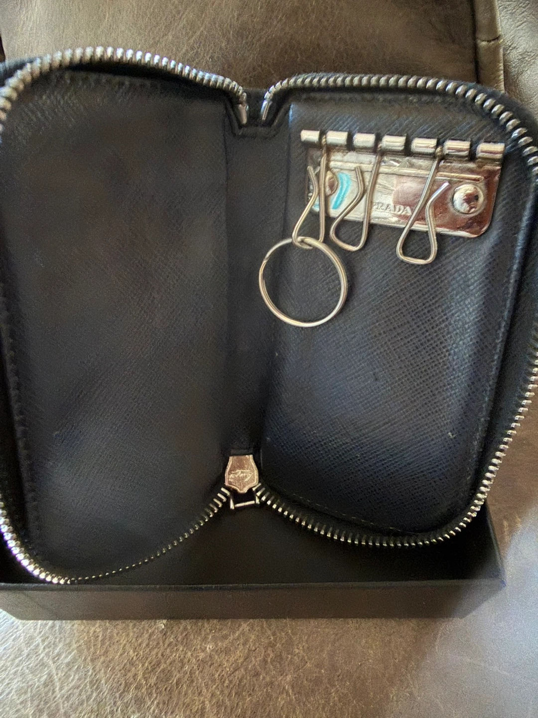 Prada Black Saffiano Leather Key Case Pouch - photo 2