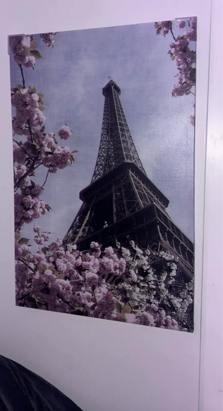 Eiffel Tower Canvas Print with Cherry Blossoms