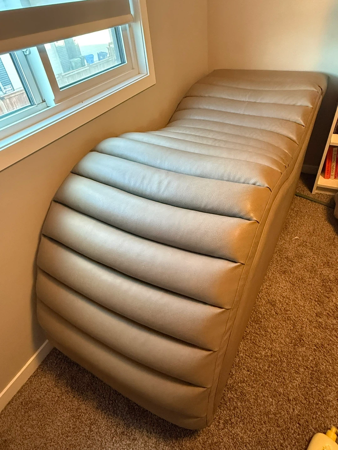 Plush and oak Tan Chaise Lounge - photo 2