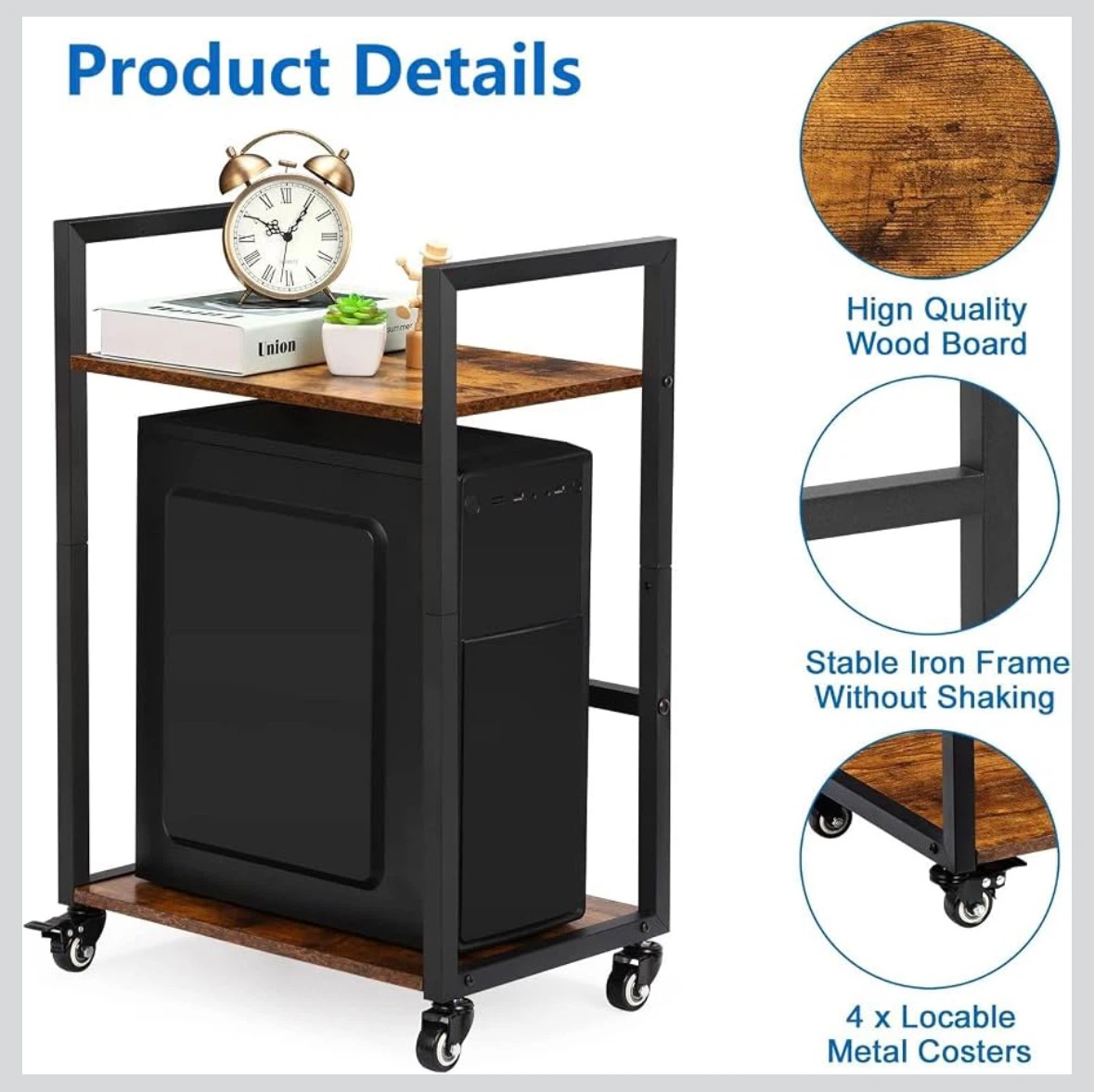 Rolling Computer Cart with Shelves - photo 3