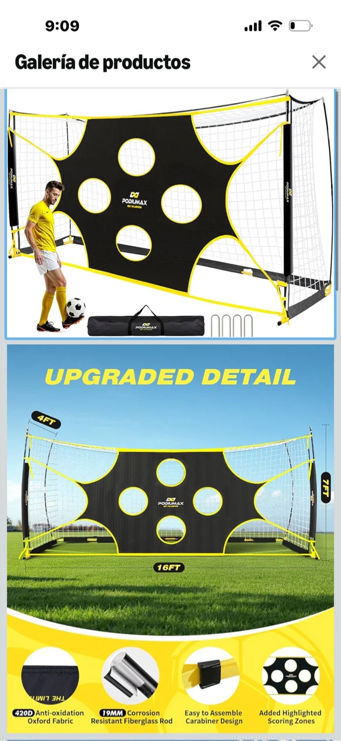 PODIUMAX Soccer Rebounder Training Net 16ft x 4ft x 7ft