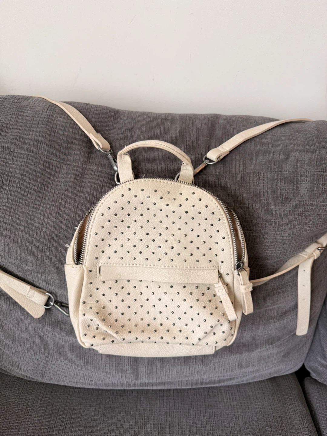 American Eagle Cream Studded Mini Backpack