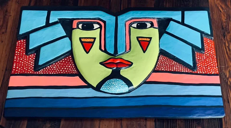 Handmade Aztec Folk Art Face Wall Hanging