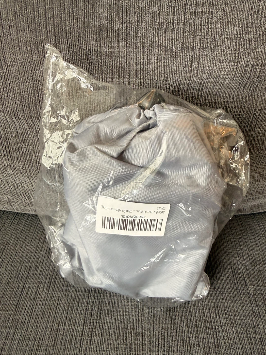 New - Inflatable Travel Neck Pillow - Grey - photo 2