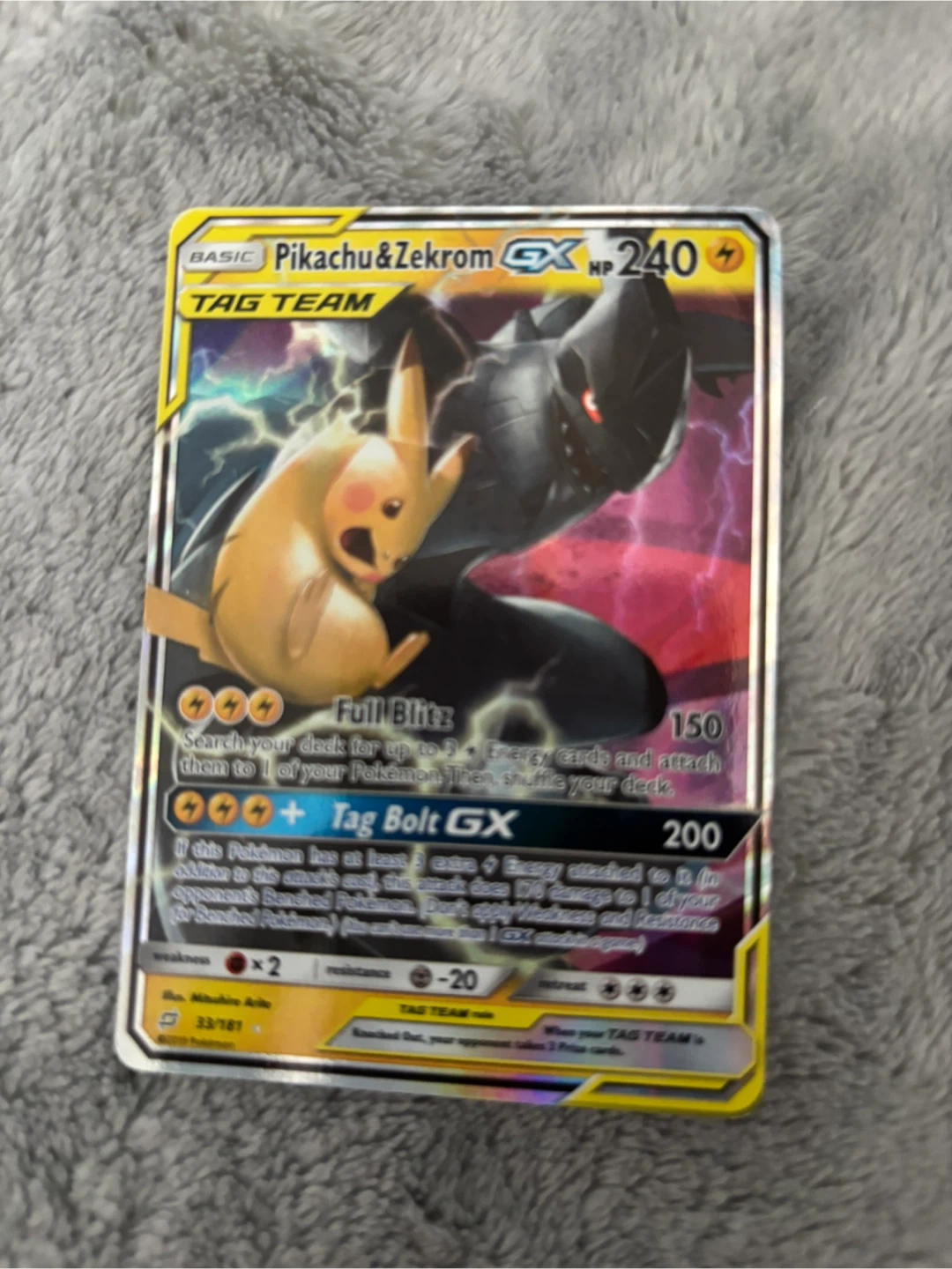 Pokemon TCG Pikachu & Zekrom GX TAG TEAM Card