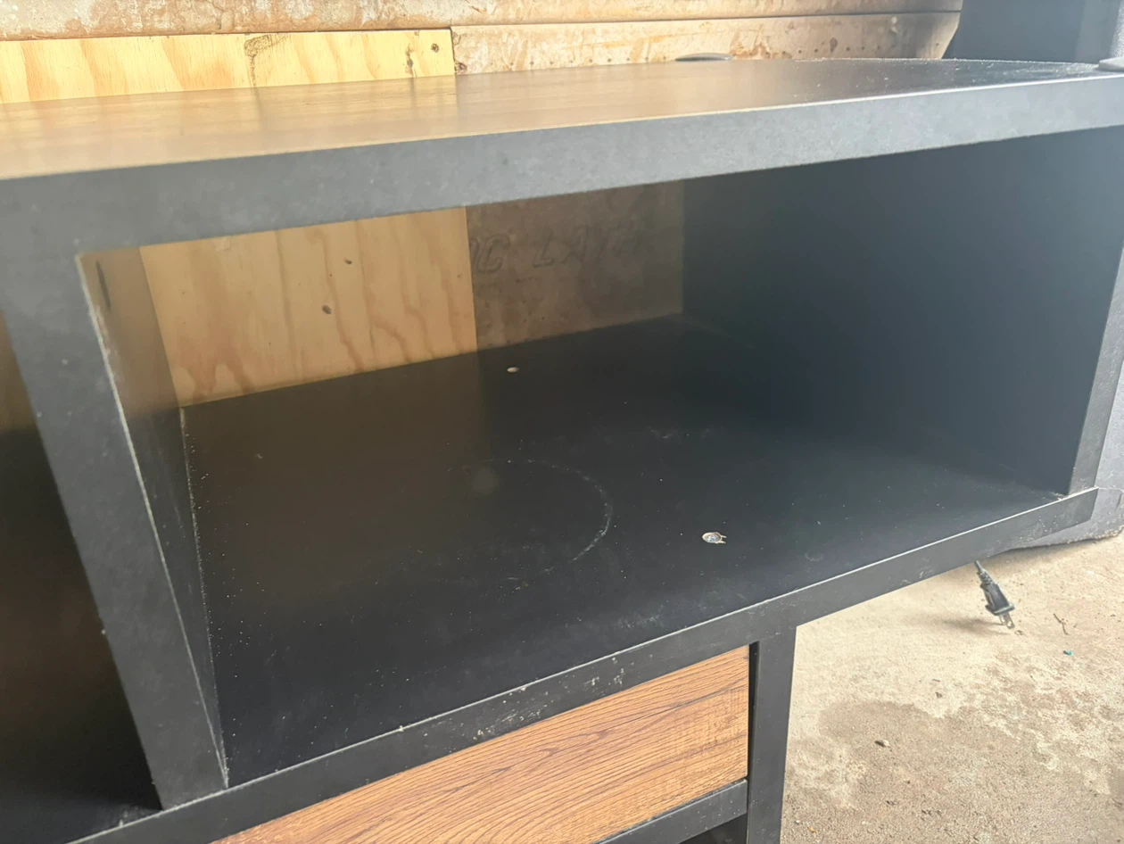 Black and Wood Entertainment Unit with Drawer - photo 2
