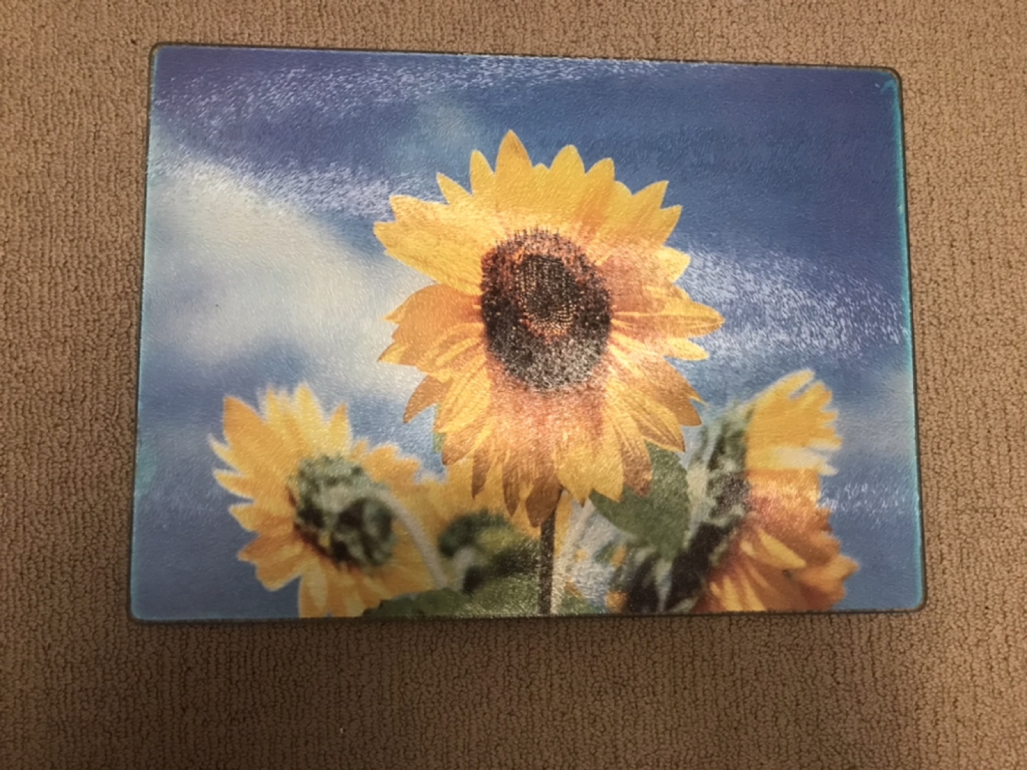 Glass Cutting Board with Sunflowers