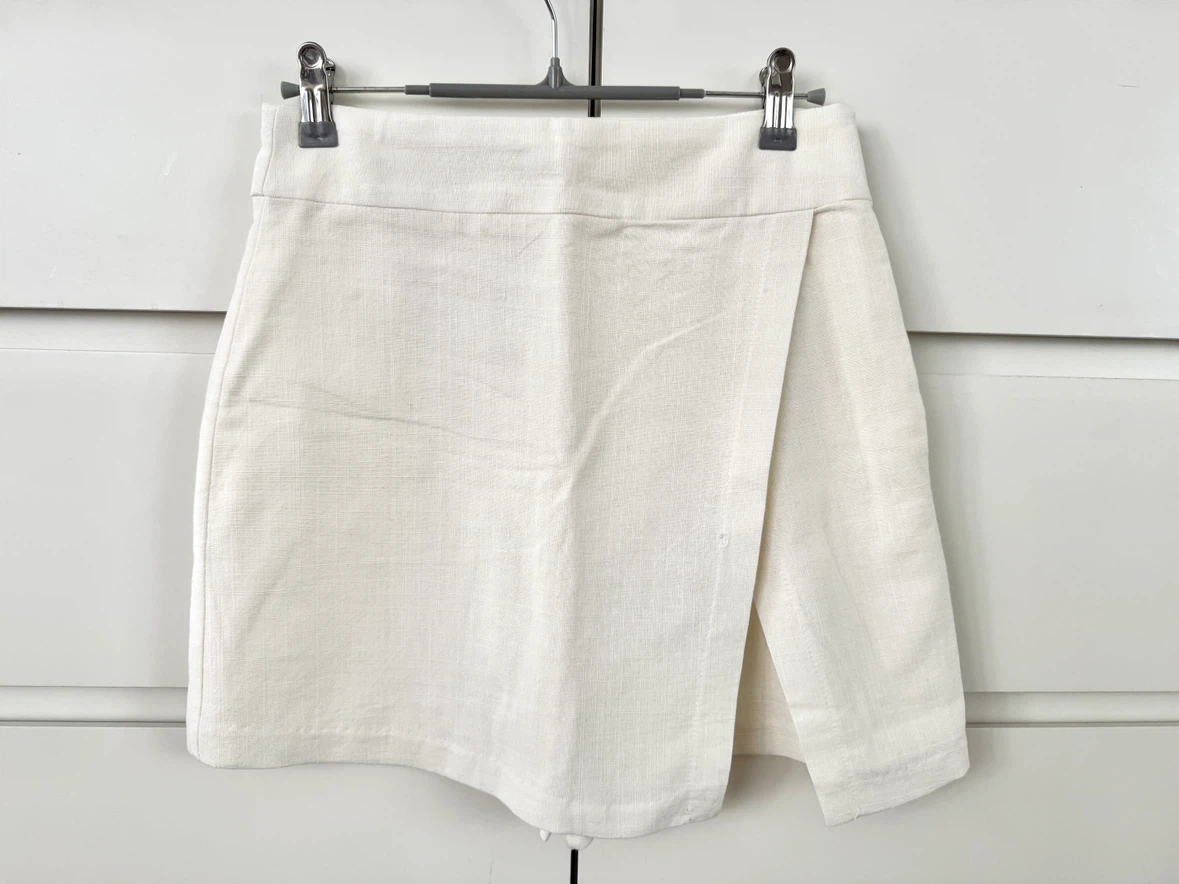 White Linen Blend Skirt