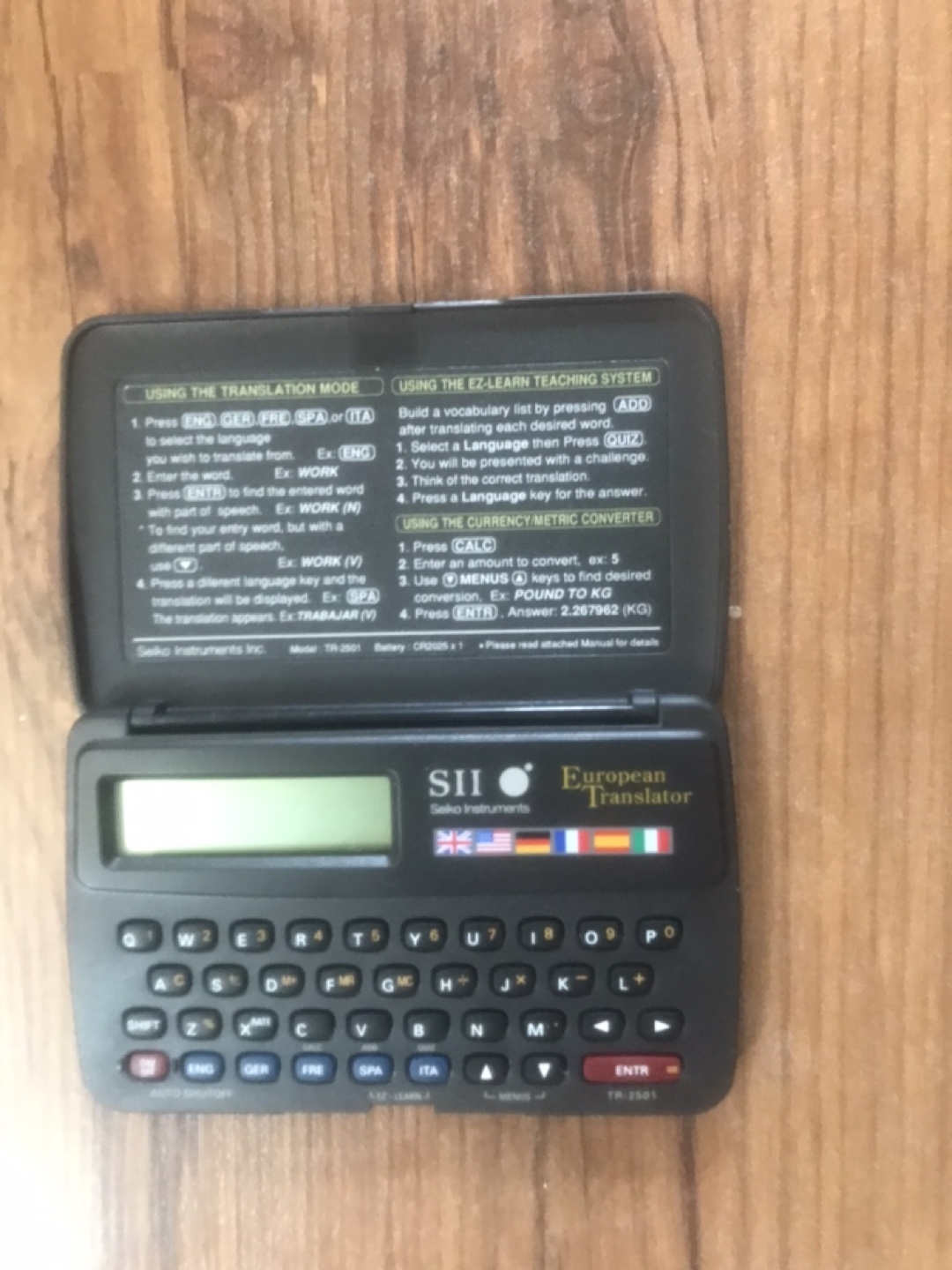 Seiko Instruments SII European Translator TR-2501