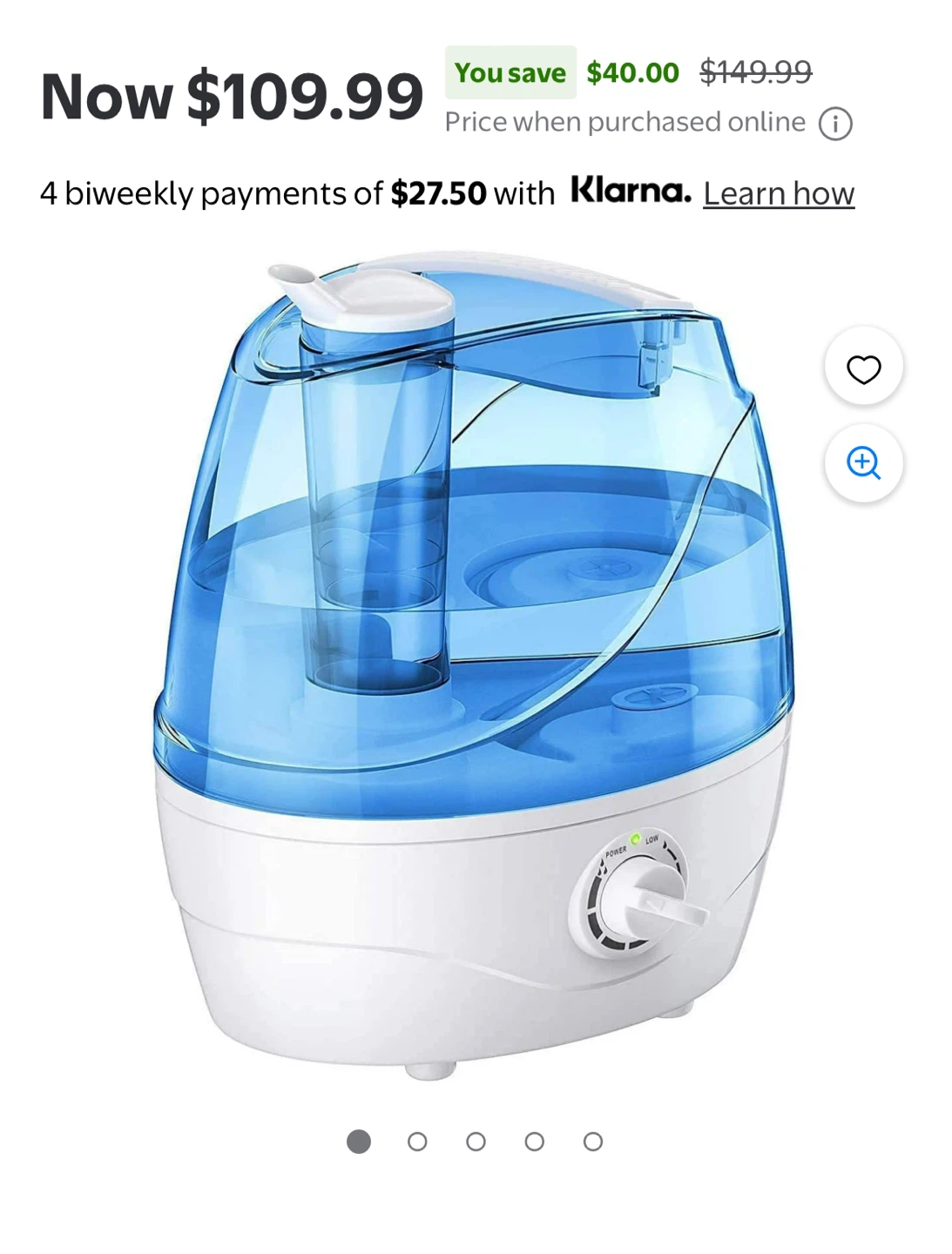 Compact 2.2L Humidifier - Blue/White