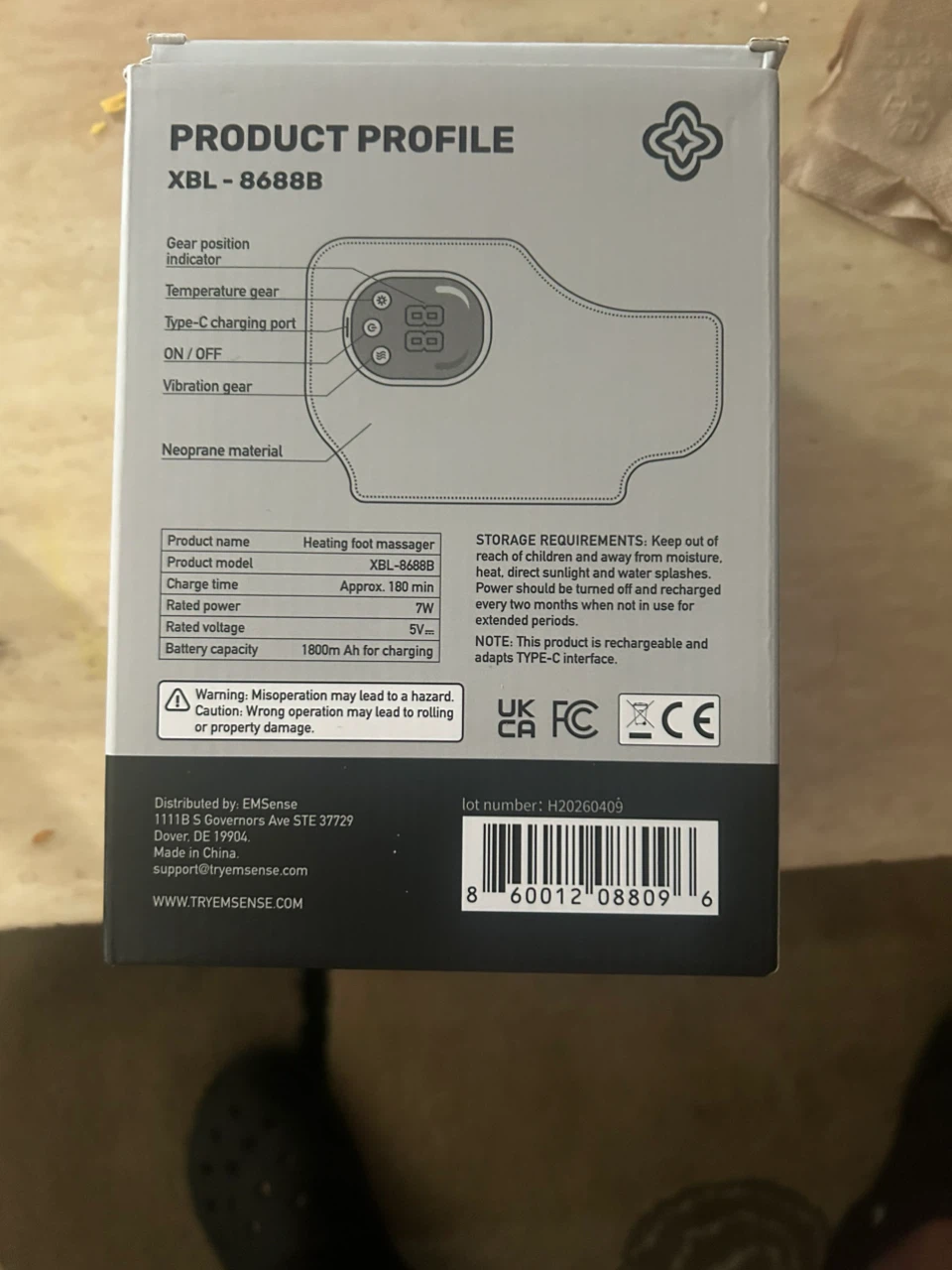 EMSense Heating Foot Massager XBL-8688B - photo 2
