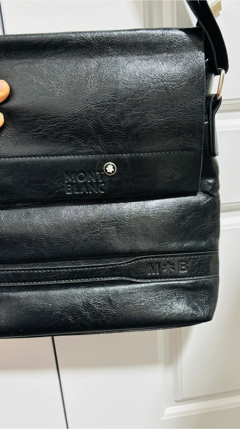 Montblanc Black Leather Messenger Bag