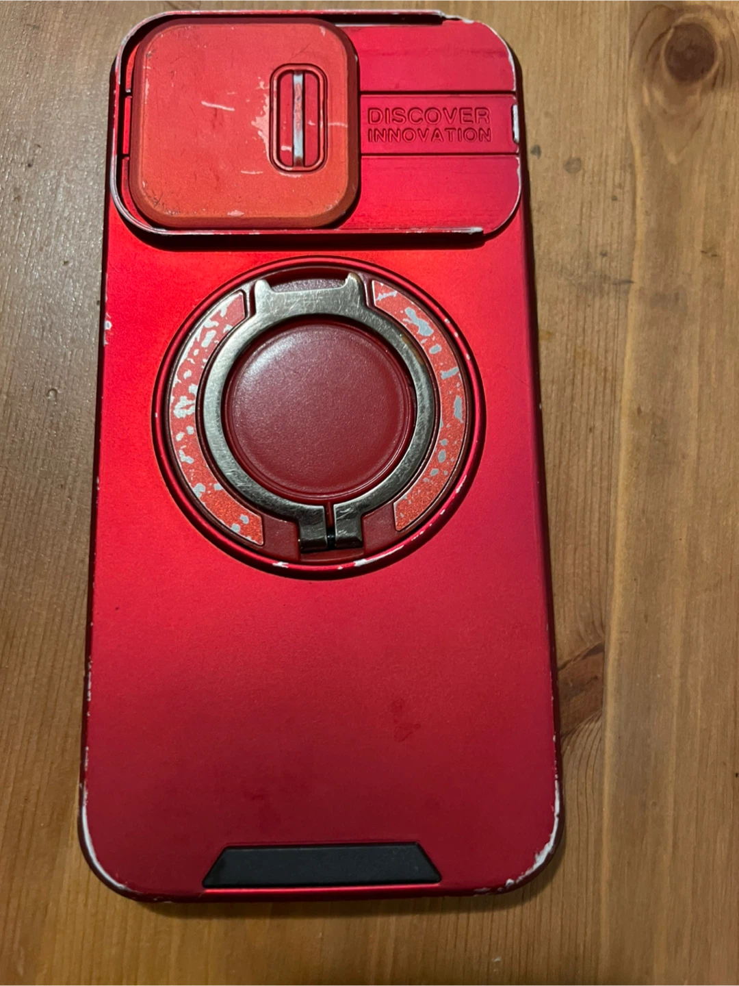 15 Pro Max Red Phone Case with Camera Cover and Ring Holder