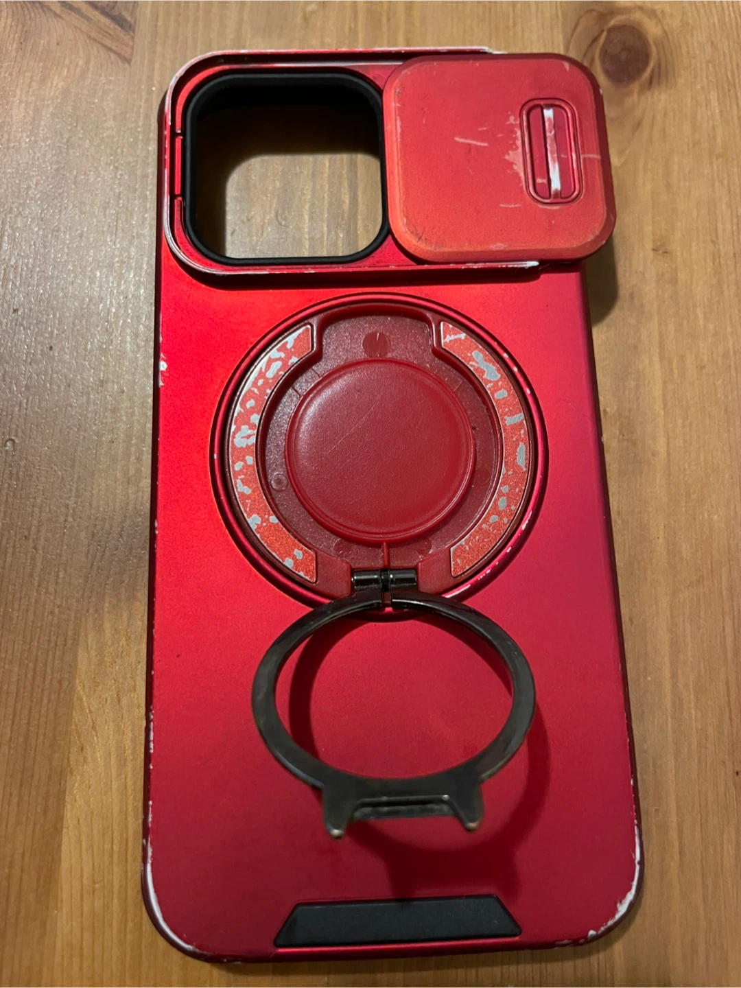 15 Pro Max Red Phone Case with Camera Cover and Ring Holder - photo 3