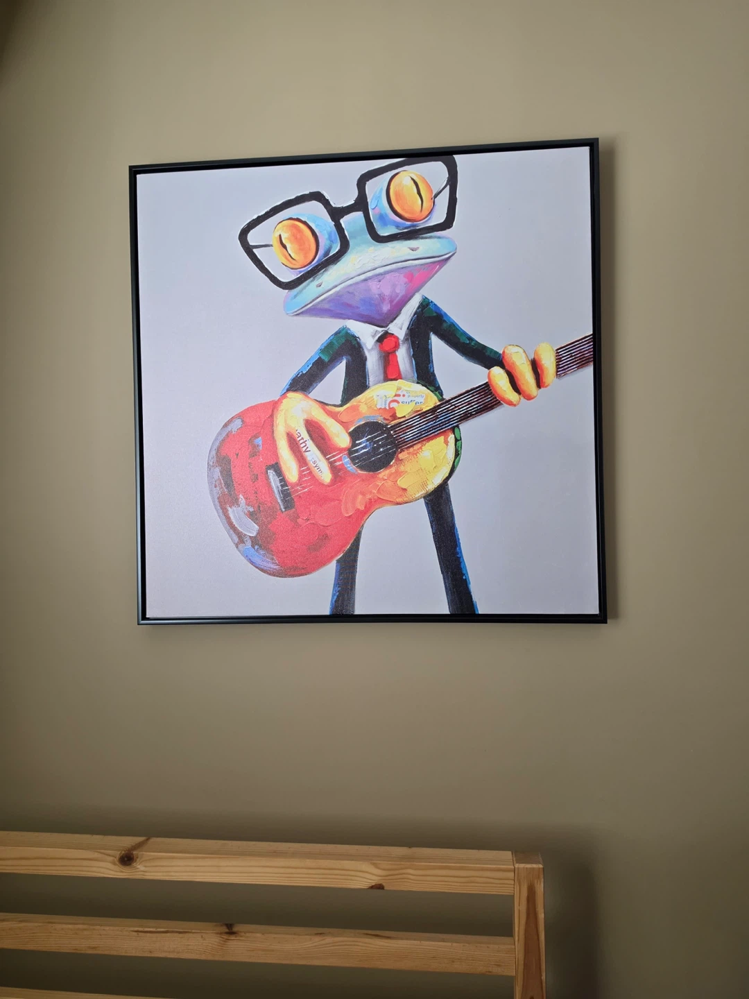 Framed Wall Art - Frog Musician Painting
