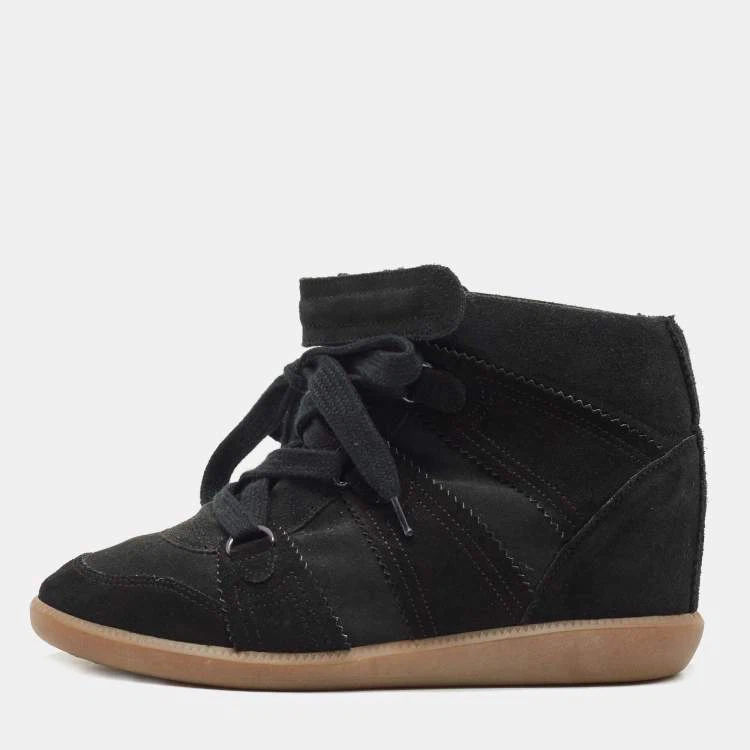 Isabel Marant Black Suede Wedge Sneakers