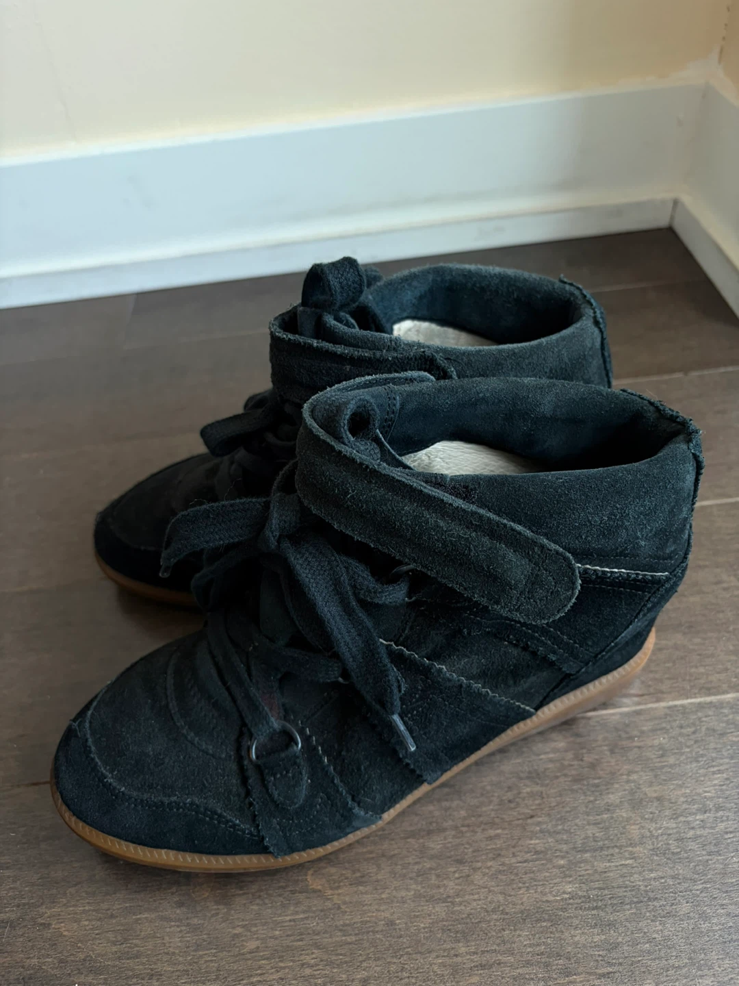 Isabel Marant Black Suede Wedge Sneakers - photo 2