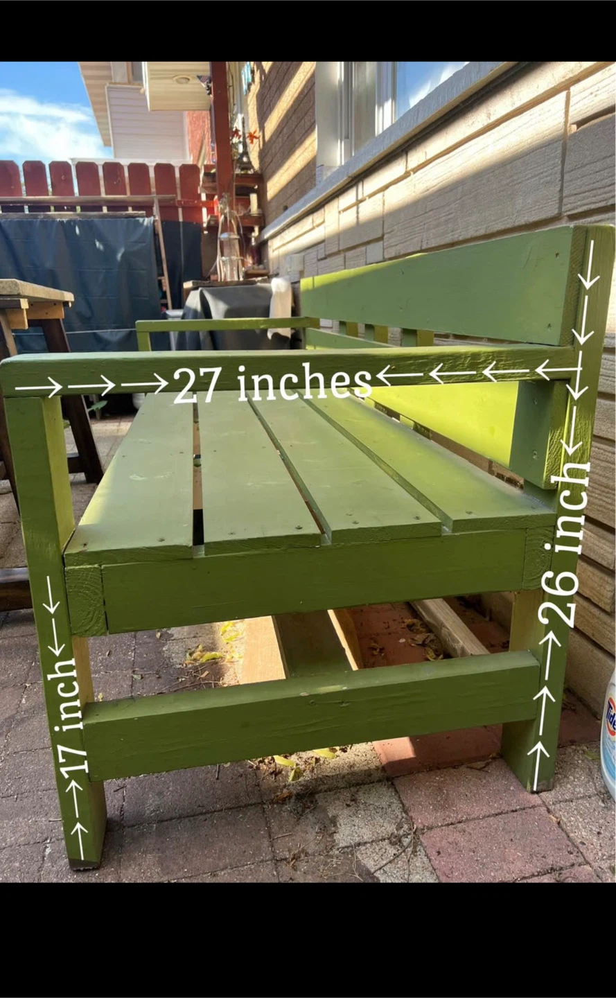 Green Wooden Outdoor Bench - photo 5