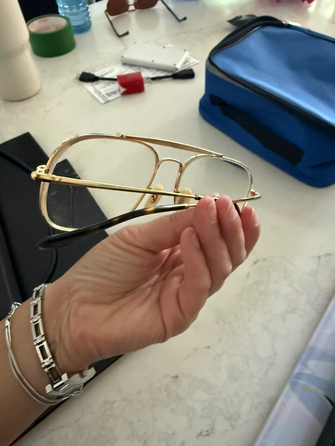Gold aviator eyeglasses
