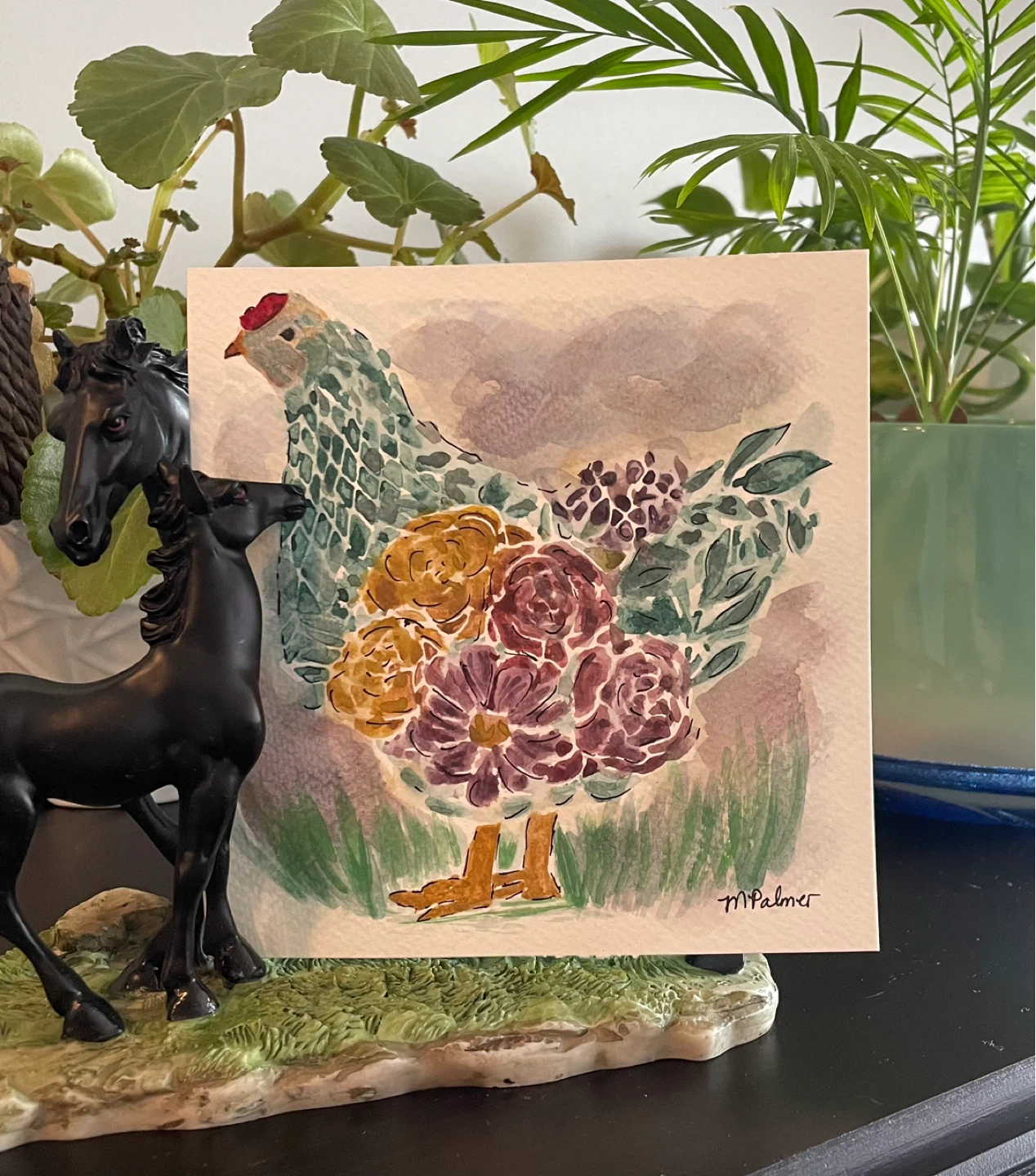 Watercolour Flower Chicken