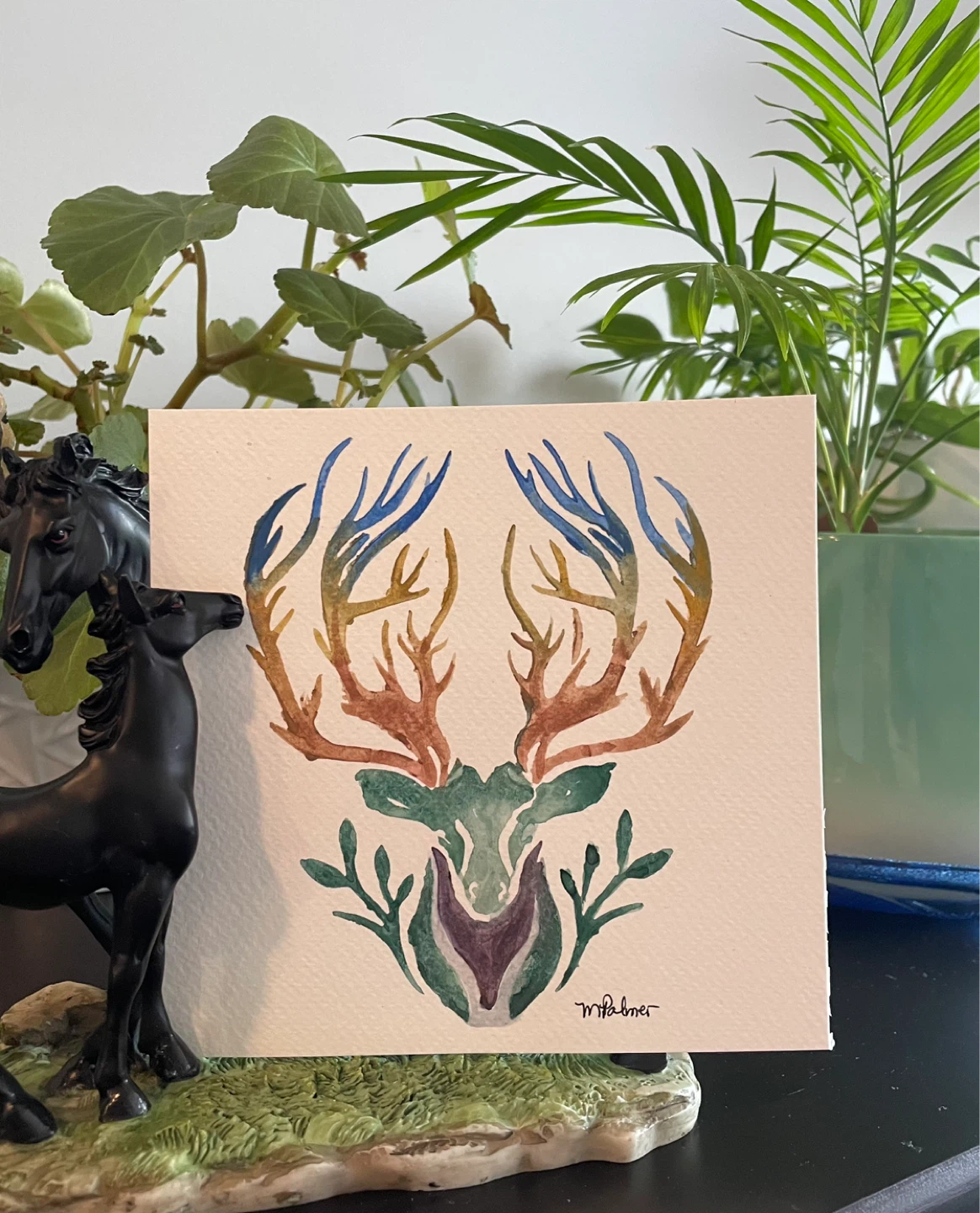 Watercolor Multicoloured Deer