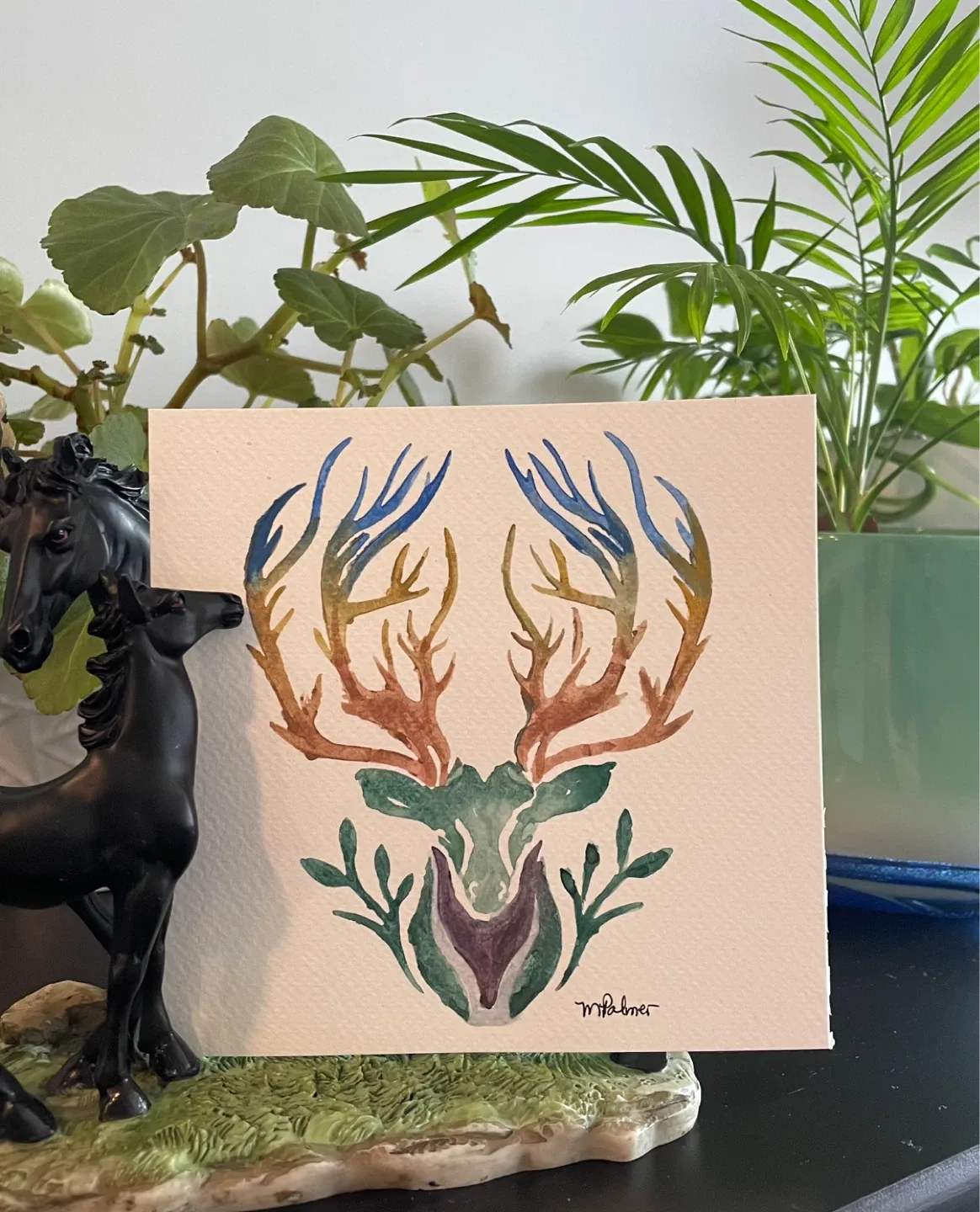 Watercolor Multicoloured Deer