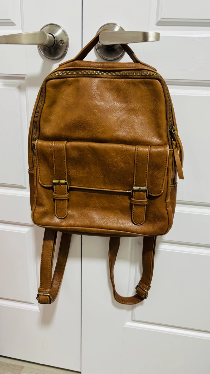 ANTIK KRAFT Brown Faux Leather Backpack