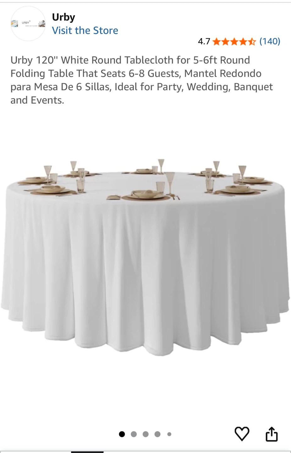 Urby 120" BEIGE Round Tablecloth
